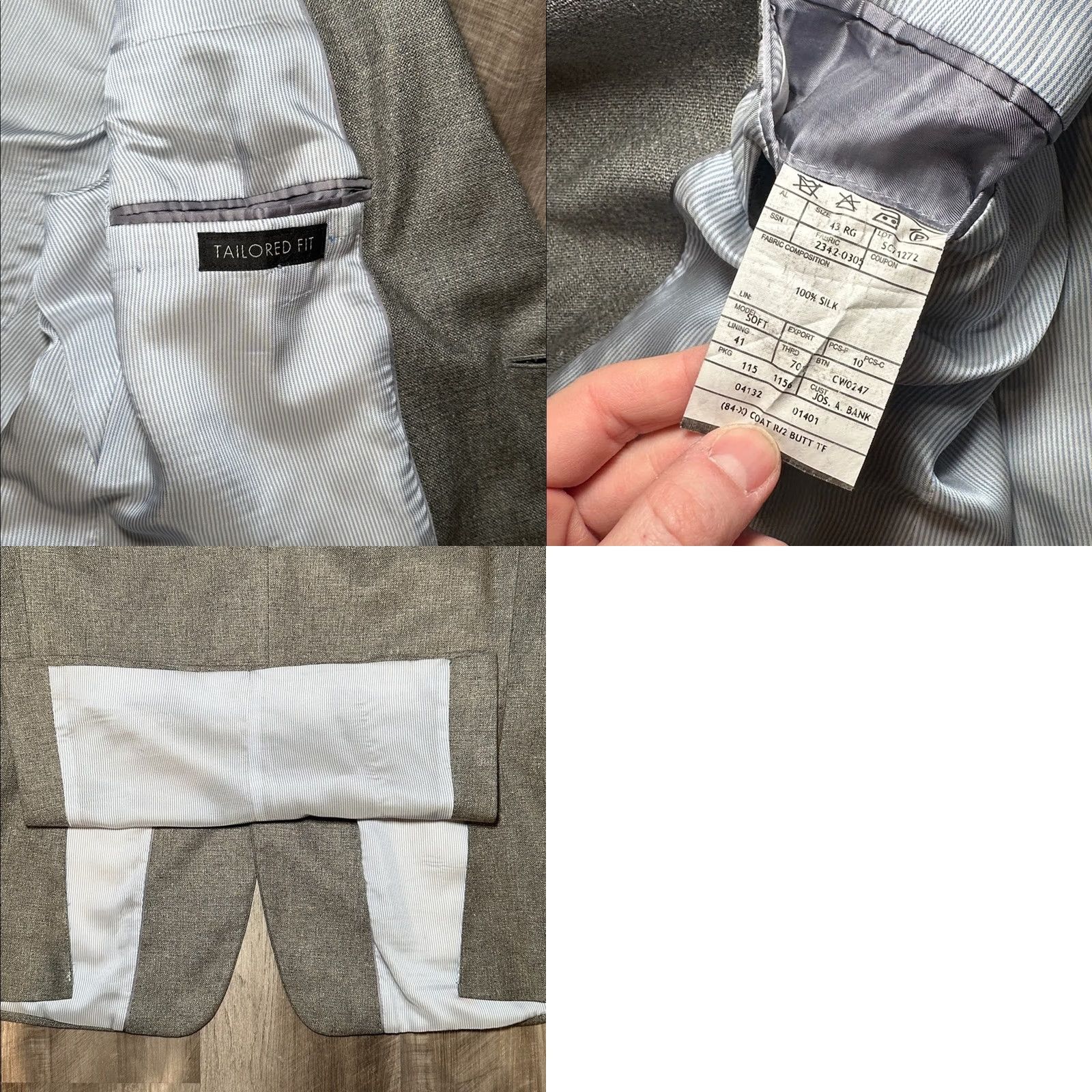 Jos. A. Bank Jos. A. Bank Signature Collection Tailored Fit 100% Silk Sport Coat 43R Men Gray Sport Coat Mens 43R Silk Complete 2 Piece Jacket Size US XS / EU 42 / 0 - 8 Thumbnail