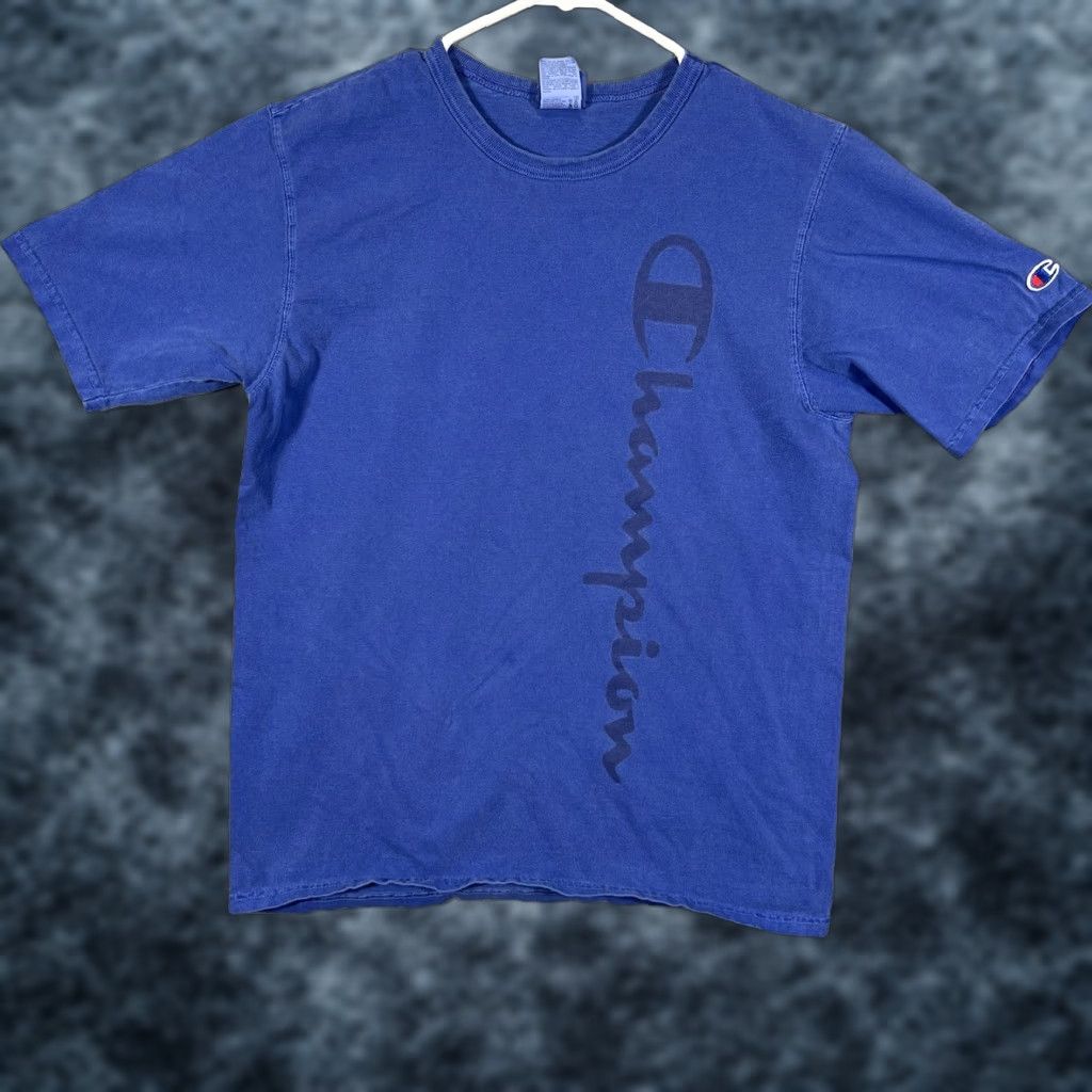 Champion A1 Champion Authentic Spellout Shirt Adult Medium Blue 100% Cotton Mens T-Shirt Crew Neck Short Sleeve Regular Fit 8/10 Vintage Size US M / EU 48-50 / 2 - 1 Thumbnail