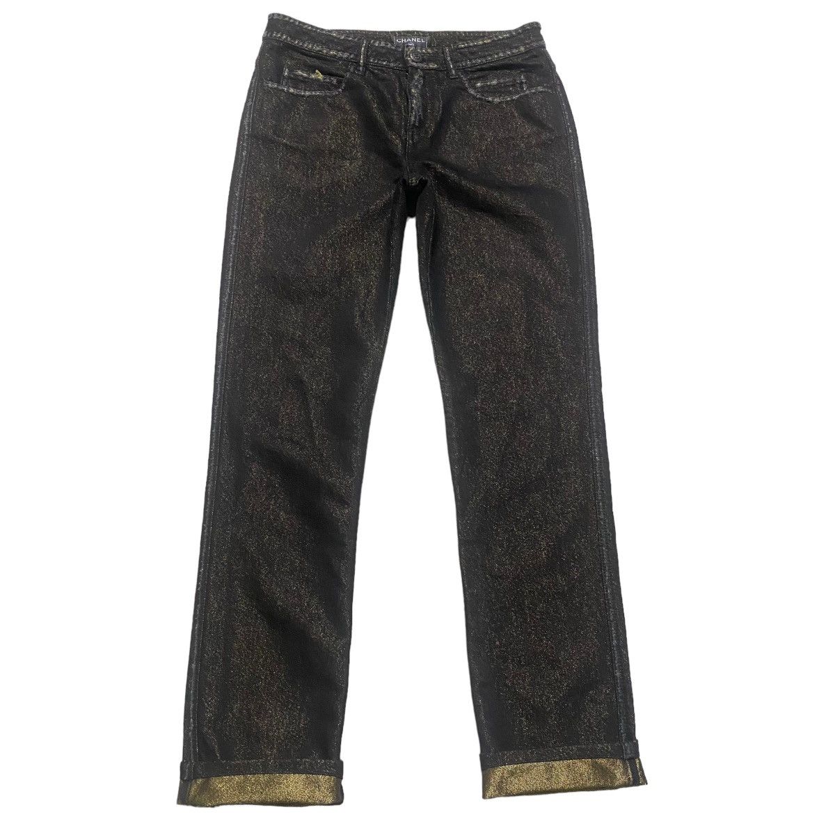 Chanel Chanel Noir Black&Gold Logo Pocket Denim Jeans Size 28" / US 6 / IT 42 - 3 Thumbnail