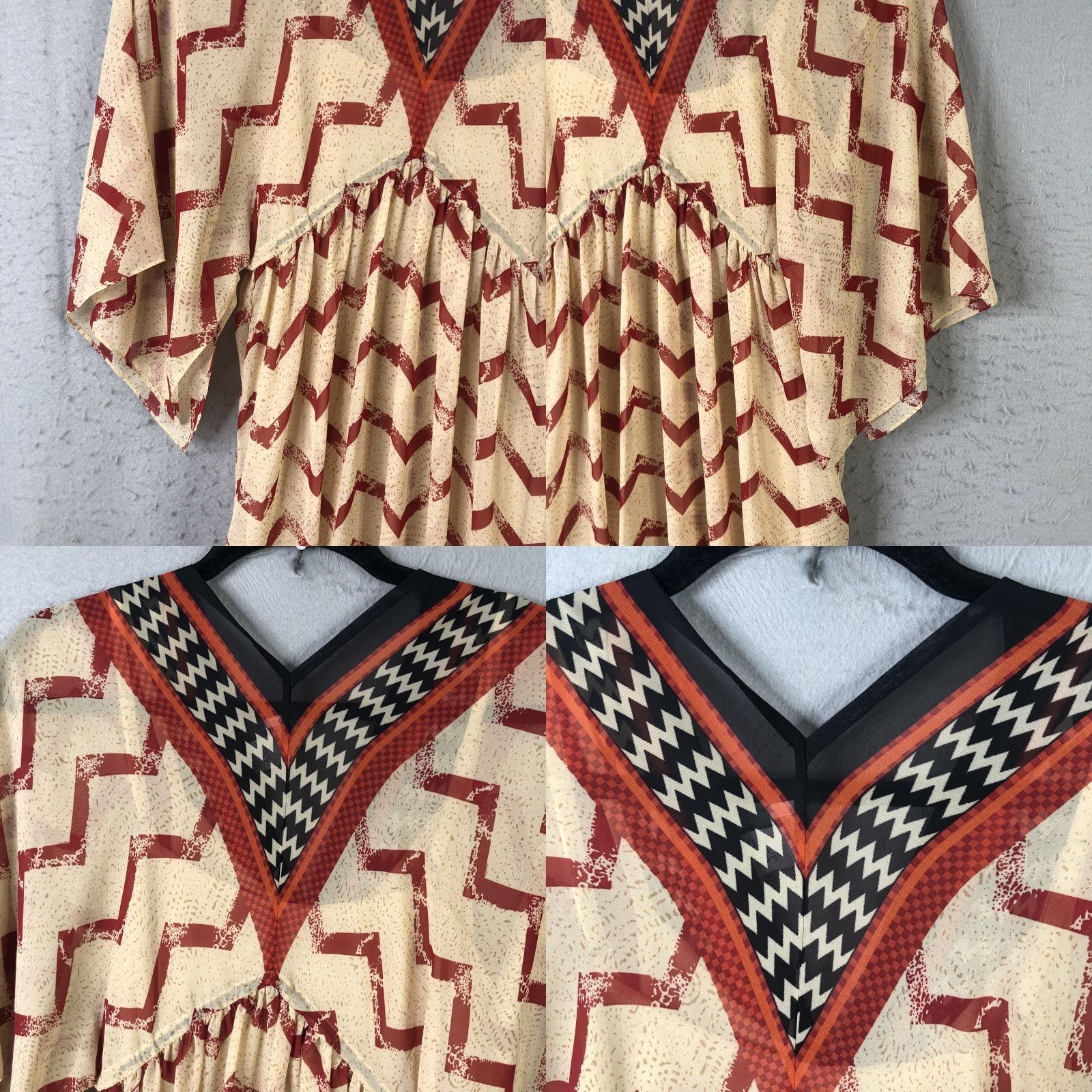 Soft Surroundings Soft Surroundings Dress Womens XS Multicolor Chevron Kaftan Maxi Beaded Size XS / US 0-2 / IT 36-38 - 11 Thumbnail