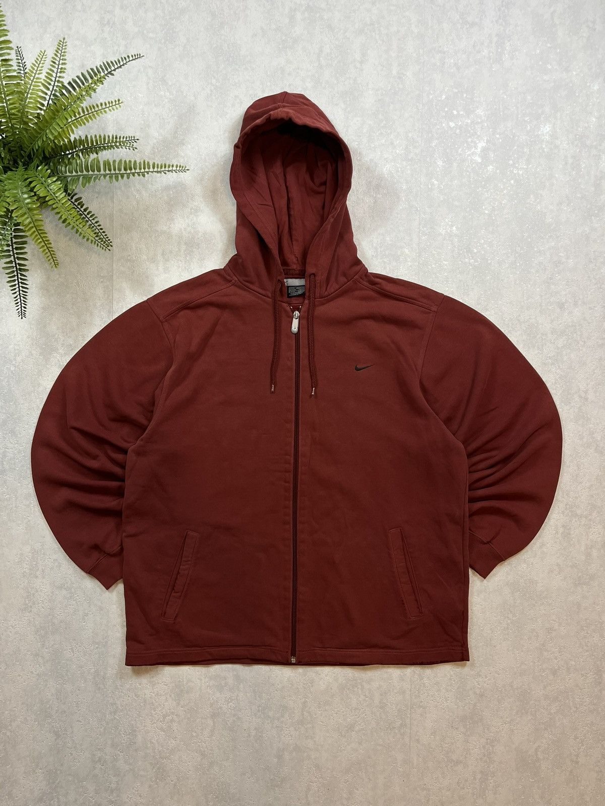Nike × Vintage 90s Nike Swoosh Vintage Y2K Oversized Distressed Zip Hoodie Size US L / EU 52-54 / 3 - 1 Thumbnail