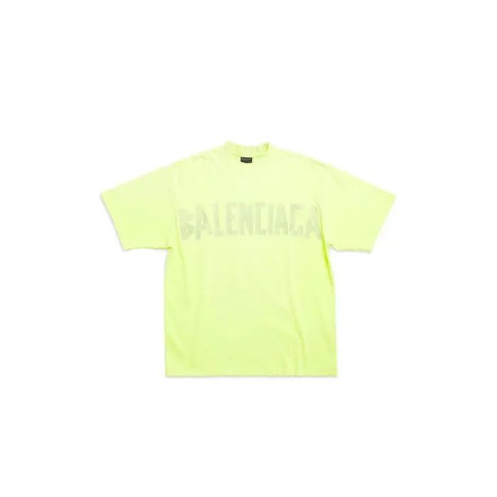 Balenciaga o1w1db10126 Tape Type T-Shirt Medium Fit in Neon Yellow Size US XXL / EU 58 / 5 - 1 Thumbnail
