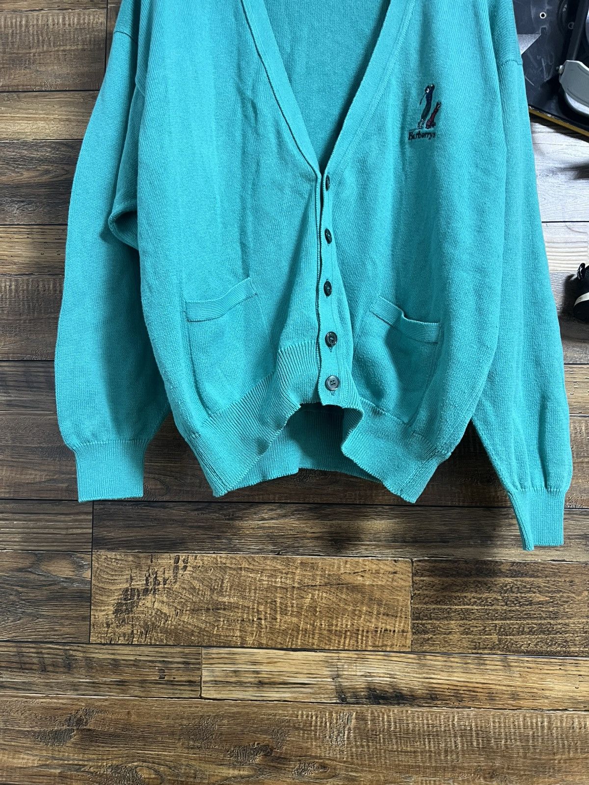 Burberry BURBERRY Vintage Rare Logo Cotton Knit Cardigan Sweater Size US XL / EU 56 / 4 - 4 Thumbnail