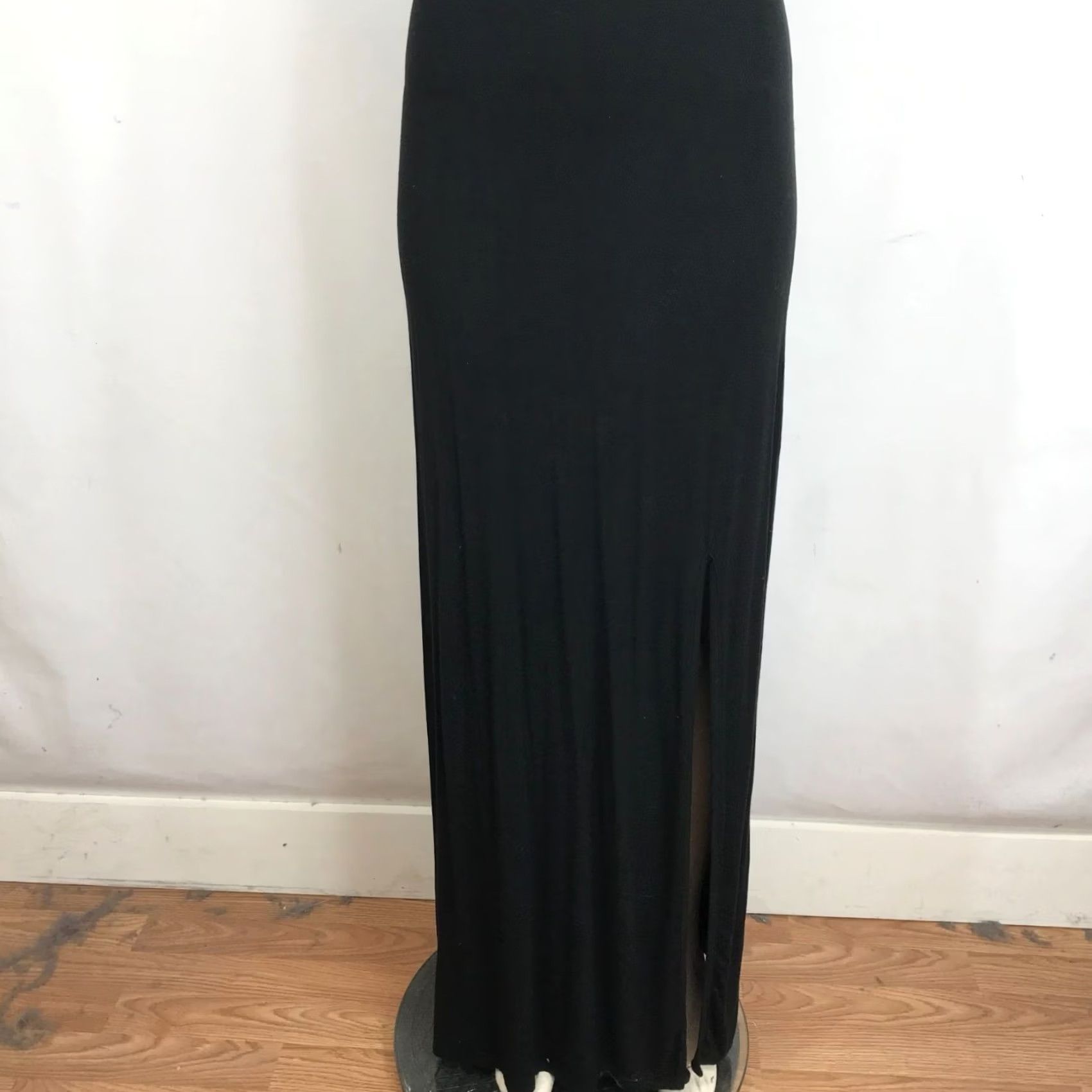 Bebe VINTAGE BEBE Women's XS BLACK Short Sleeve Bling Lace Up Maxi Dress Size 26" / US 2 / IT 38 - 3 Thumbnail