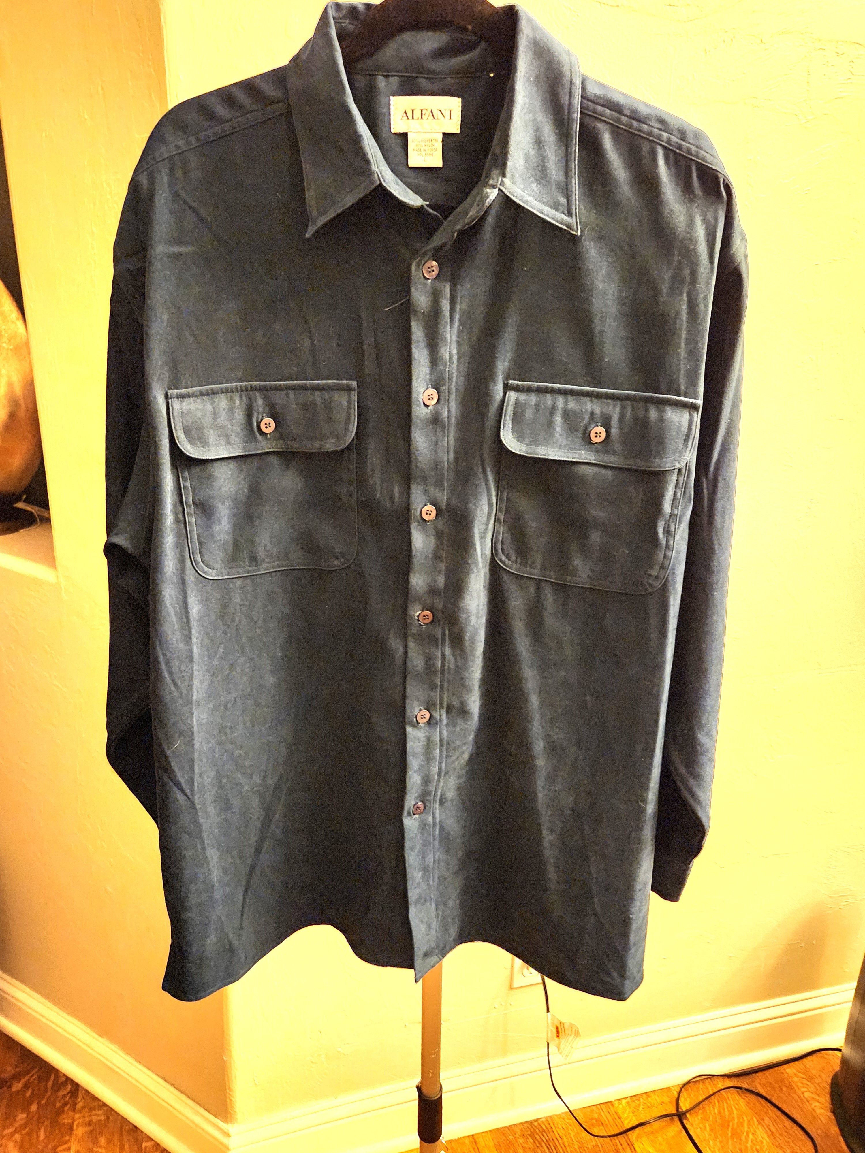 Alfani NWOT Vintage Ultra Suede Button Front Leisure Shirt Size US L / EU 52-54 / 3 - 1 Thumbnail