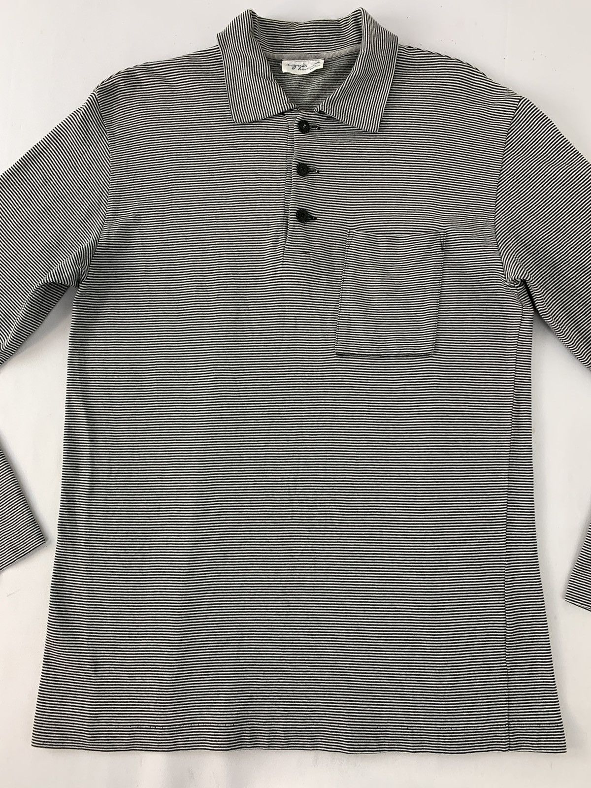 agnes b. 90s Agnes B Homme Striped Polo Single Pocket Size US M / EU 48-50 / 2 - 3 Thumbnail
