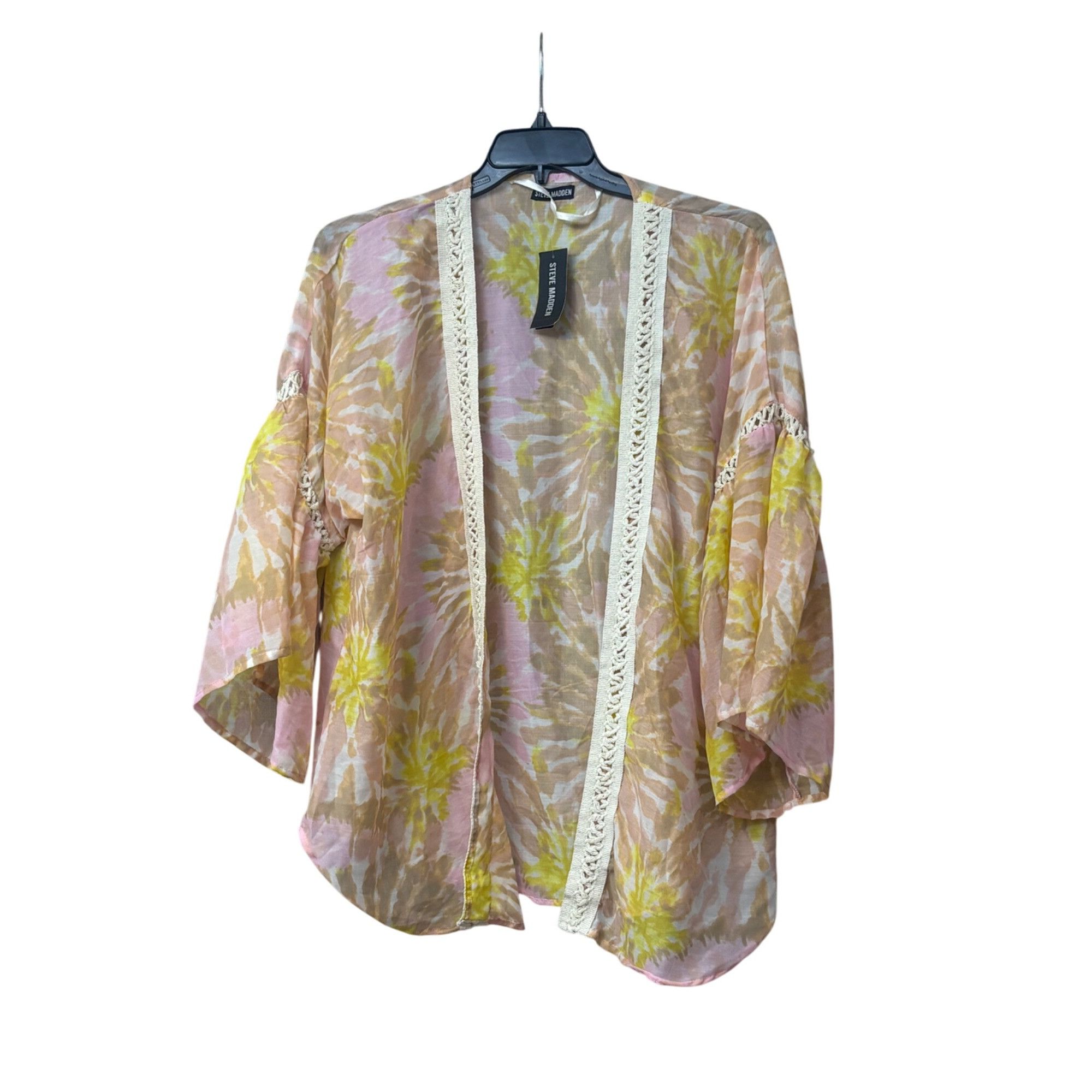 Steve Madden Steve Madden Crochet-Trim Tie-Dyed Kimono, Pink, OS Size ONE SIZE - 11 Thumbnail