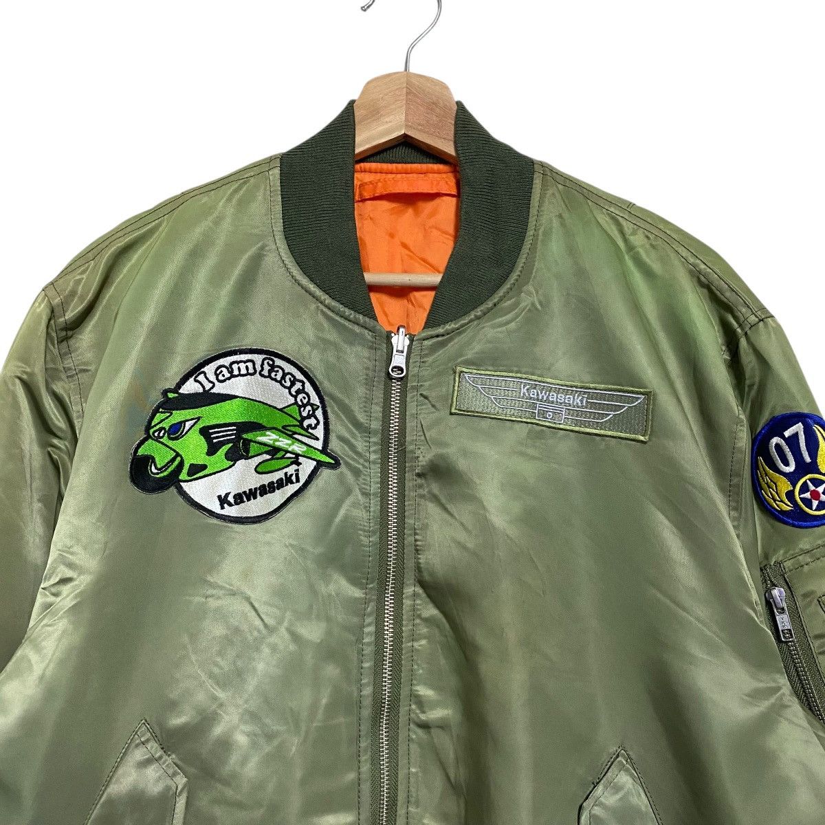 Japanese Brand Kawasaki MA-1 Bomber Jacket Reversible Sunfaded Size US XL / EU 56 / 4 - 6 Thumbnail