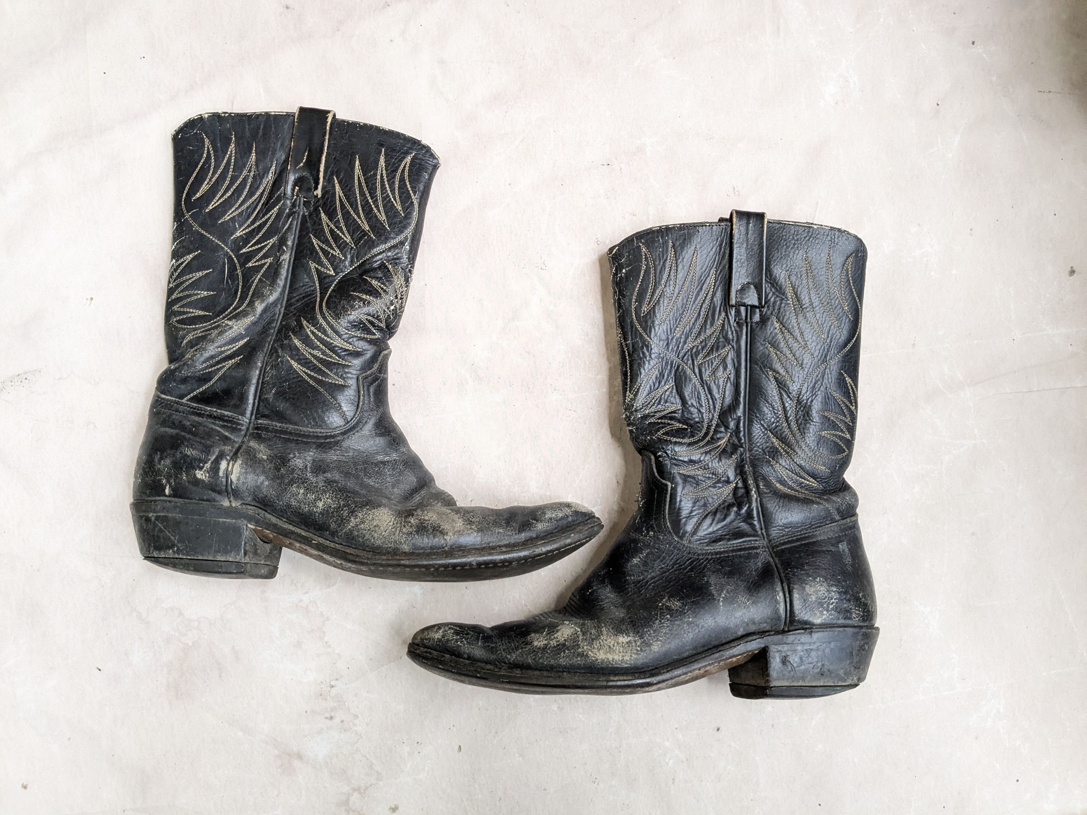Genuine Leather Vintage Cowboy Boots Black 9 Leather Size US 9 / EU 42 - 1 Thumbnail