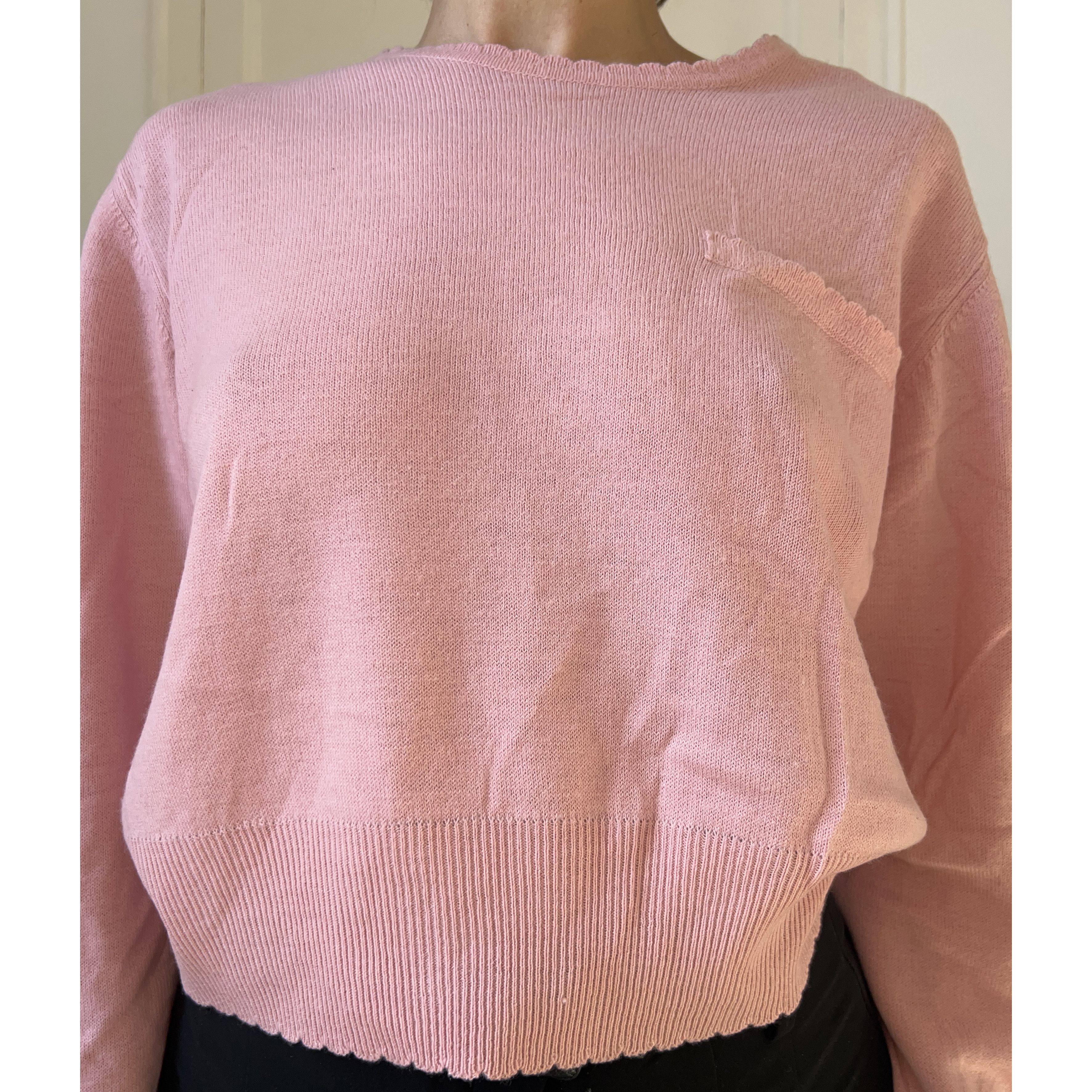 Vintage Vintage 90s Pink Cropped Coquette Sweater Size XL / US 12-14 / IT 48-50 - 7 Thumbnail