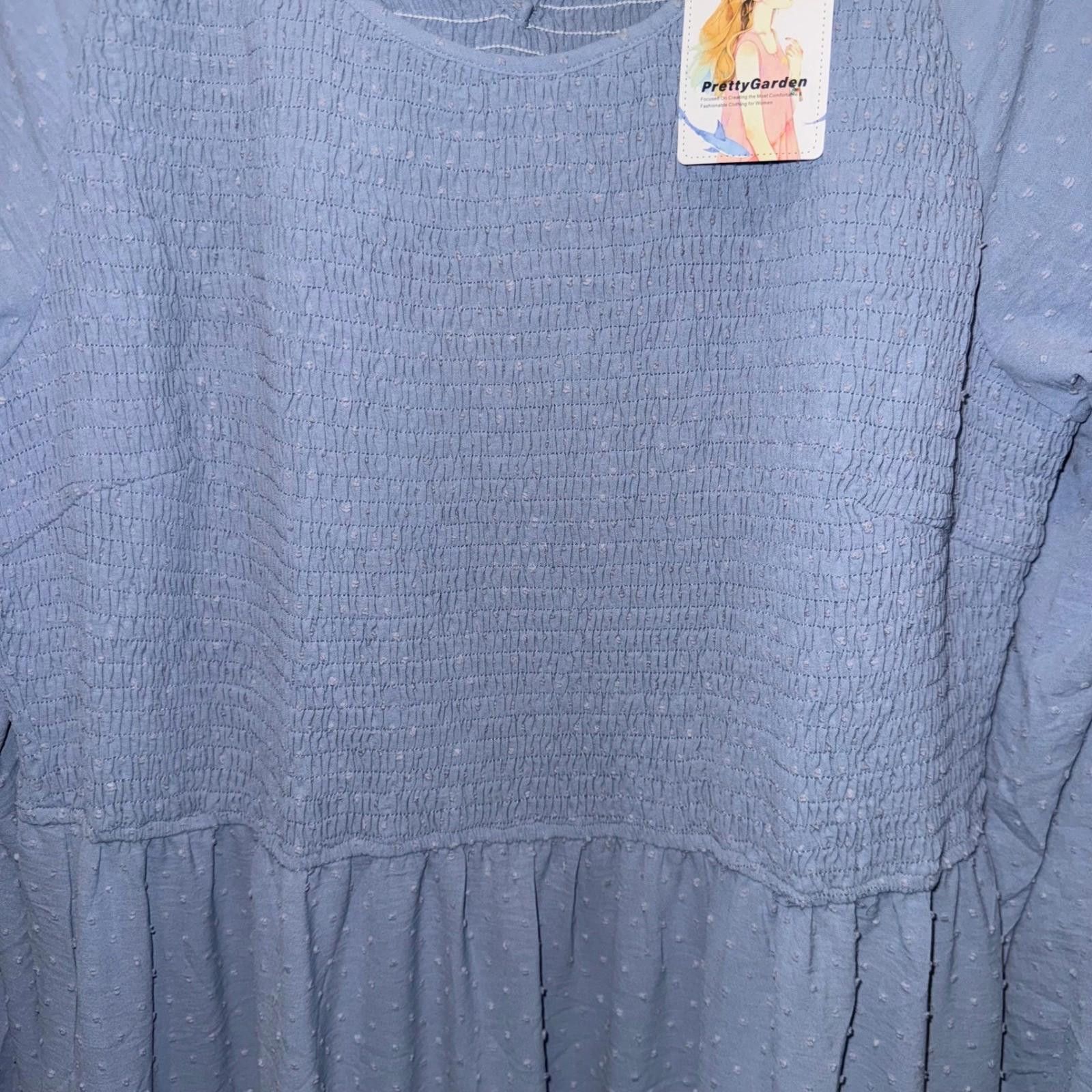 Other PrettyGarden Blue Smocked Maxi Dress Long Sleeve XXL NWT Size XXL / US 16-18 / IT 52-54 - 3 Thumbnail