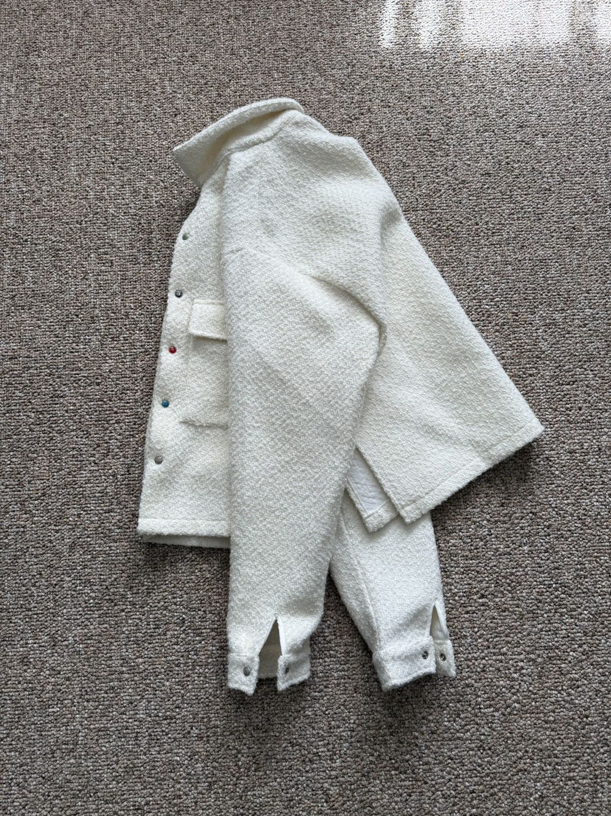 Fugazi Random Snap Tweed Overshirt Cream Size US M / EU 48-50 / 2 - 3 Thumbnail