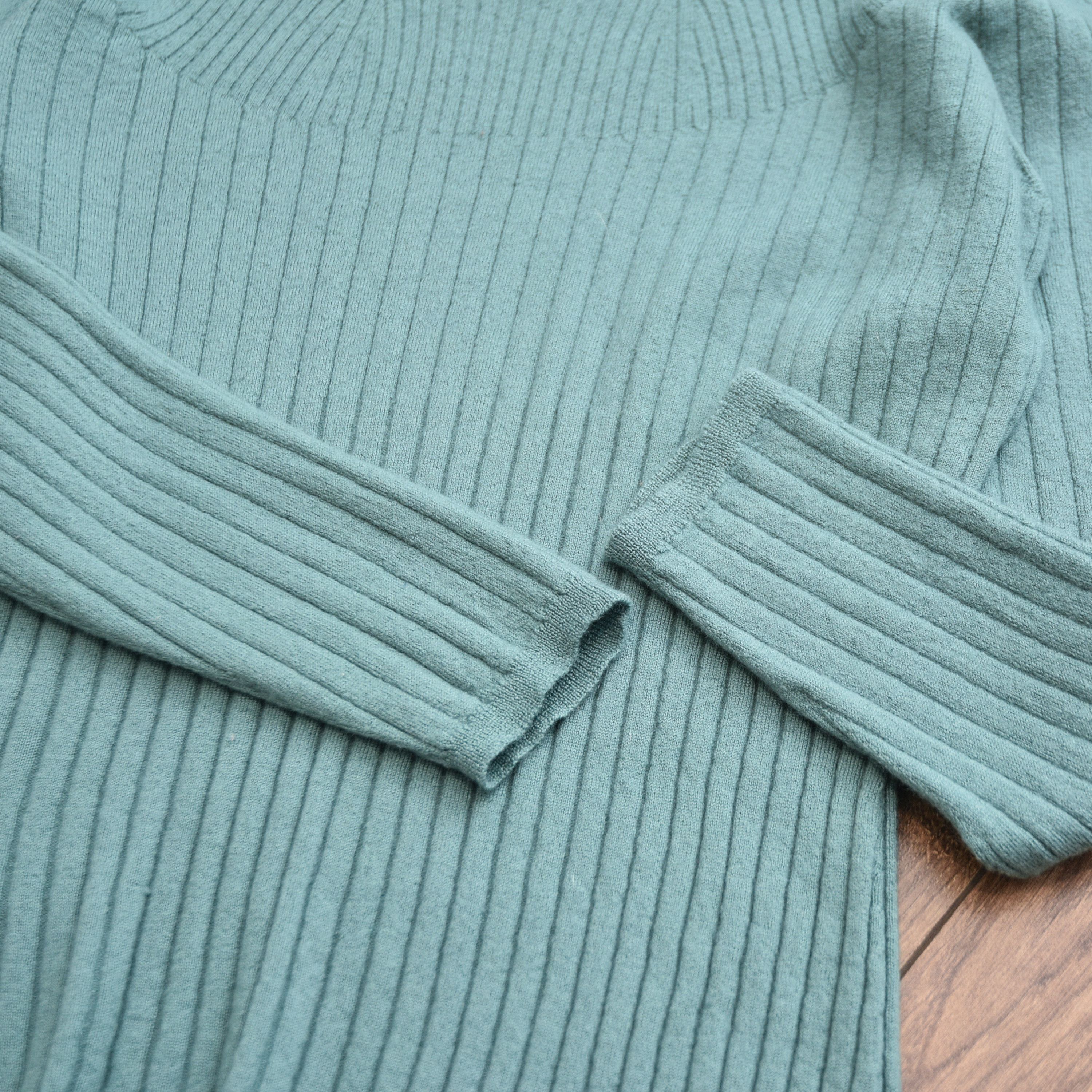 Gran Sasso Luxury Gran Sasso Green Virgin Wool Sweater Ribbed Knit Size M / US 6-8 / IT 42-44 - 8 Thumbnail