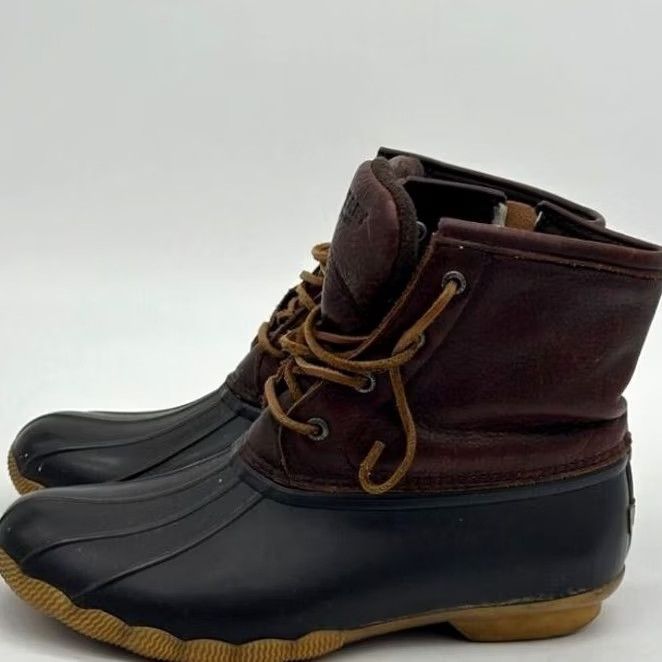 Sperry Sperry Saltwater Duck Boots Womens 9M Leather Waterproof Rubber Lace Up Ankle Bootie Brown Size US 9 / IT 39 - 3 Thumbnail