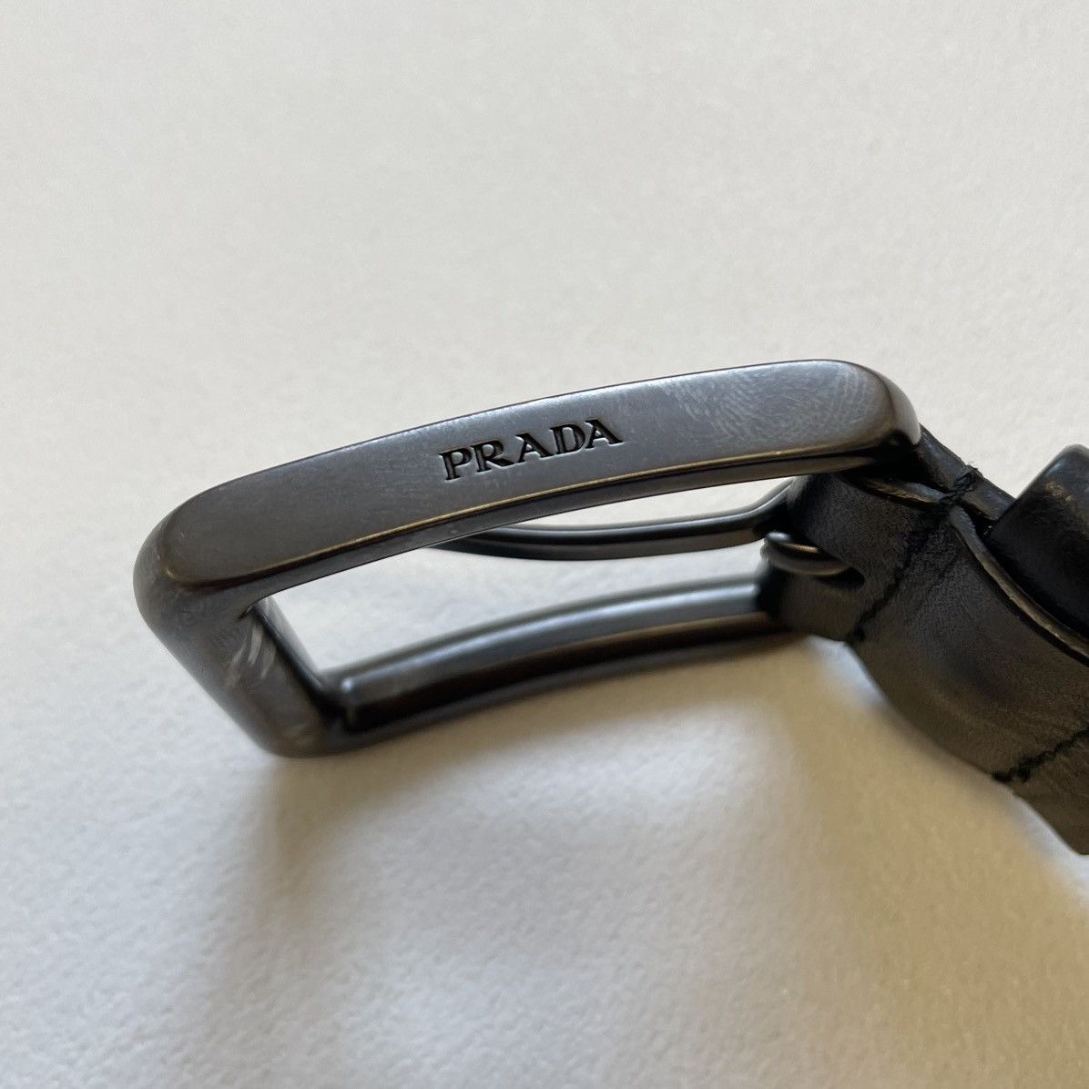 Prada 3cm Black Leather Metal Studded Belt Size 36 - 13 Thumbnail