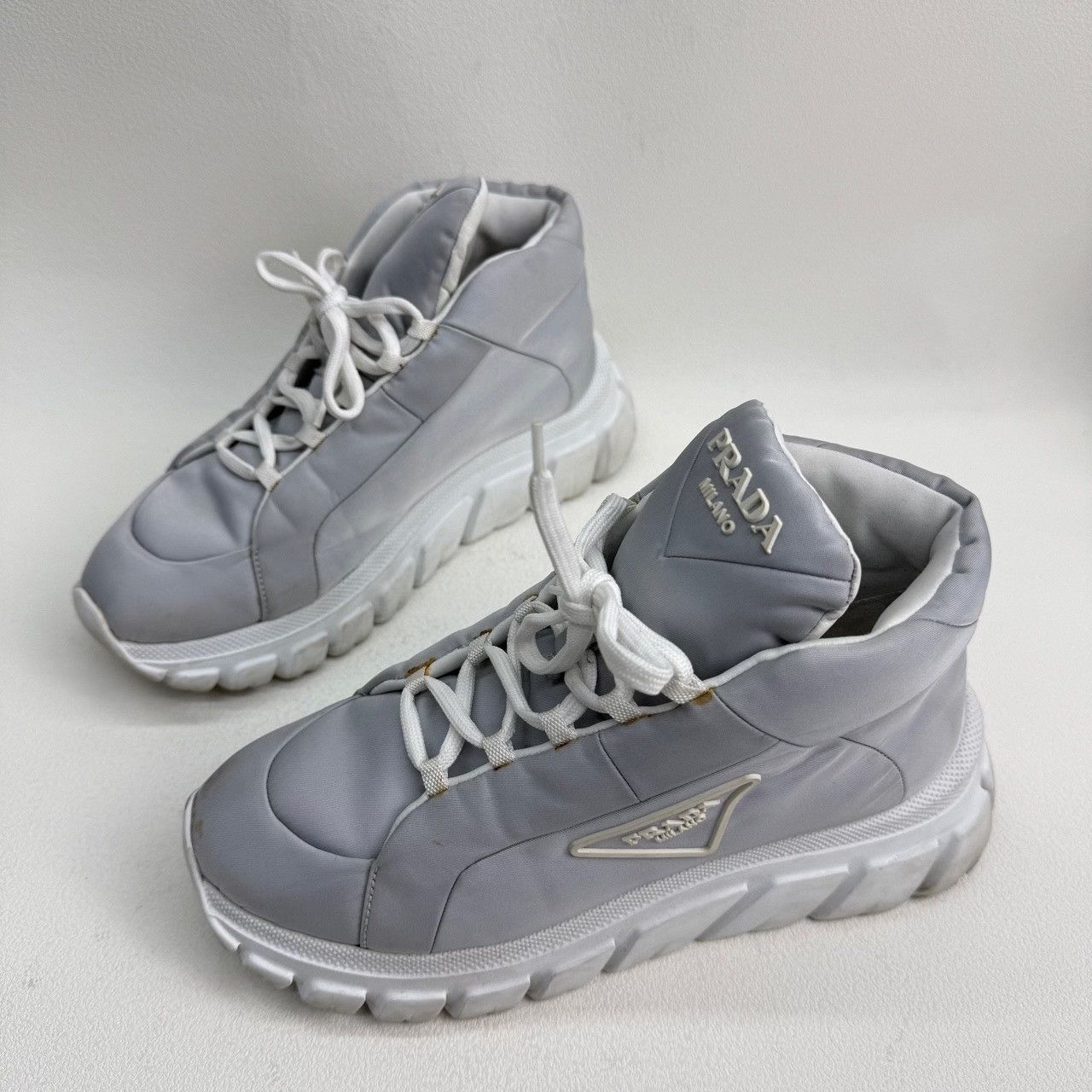 Prada Prada Casual Blue Hitop Sneakers us_6 Women Size US 6 / IT 36 - 1 Thumbnail