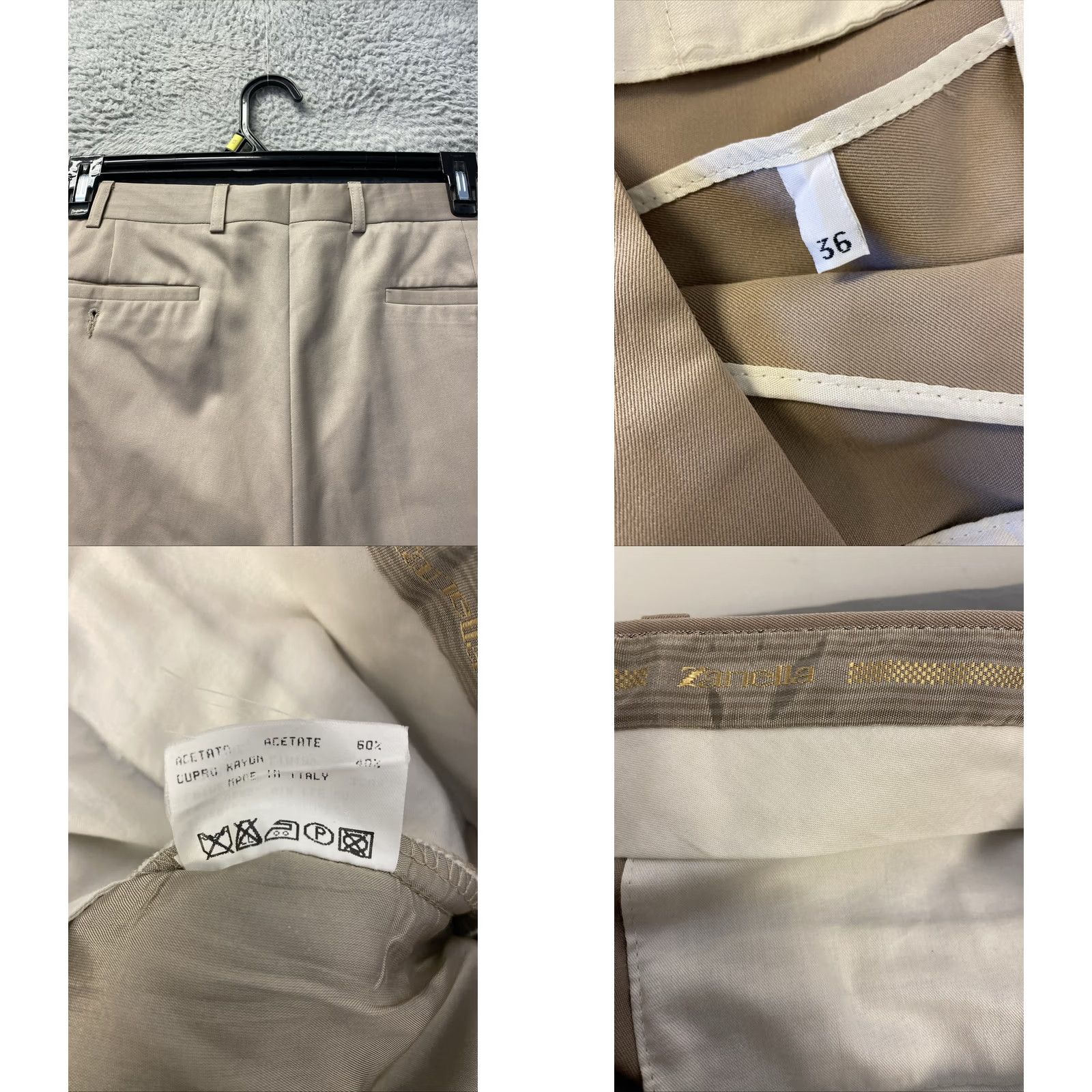 Zanella Zanella Dress Pants Mens 36x35 Tan Khaki Wool Flat Front Regular Straight Waist 36 City Business / 0879 Size US 36 / EU 52 - 8 Thumbnail