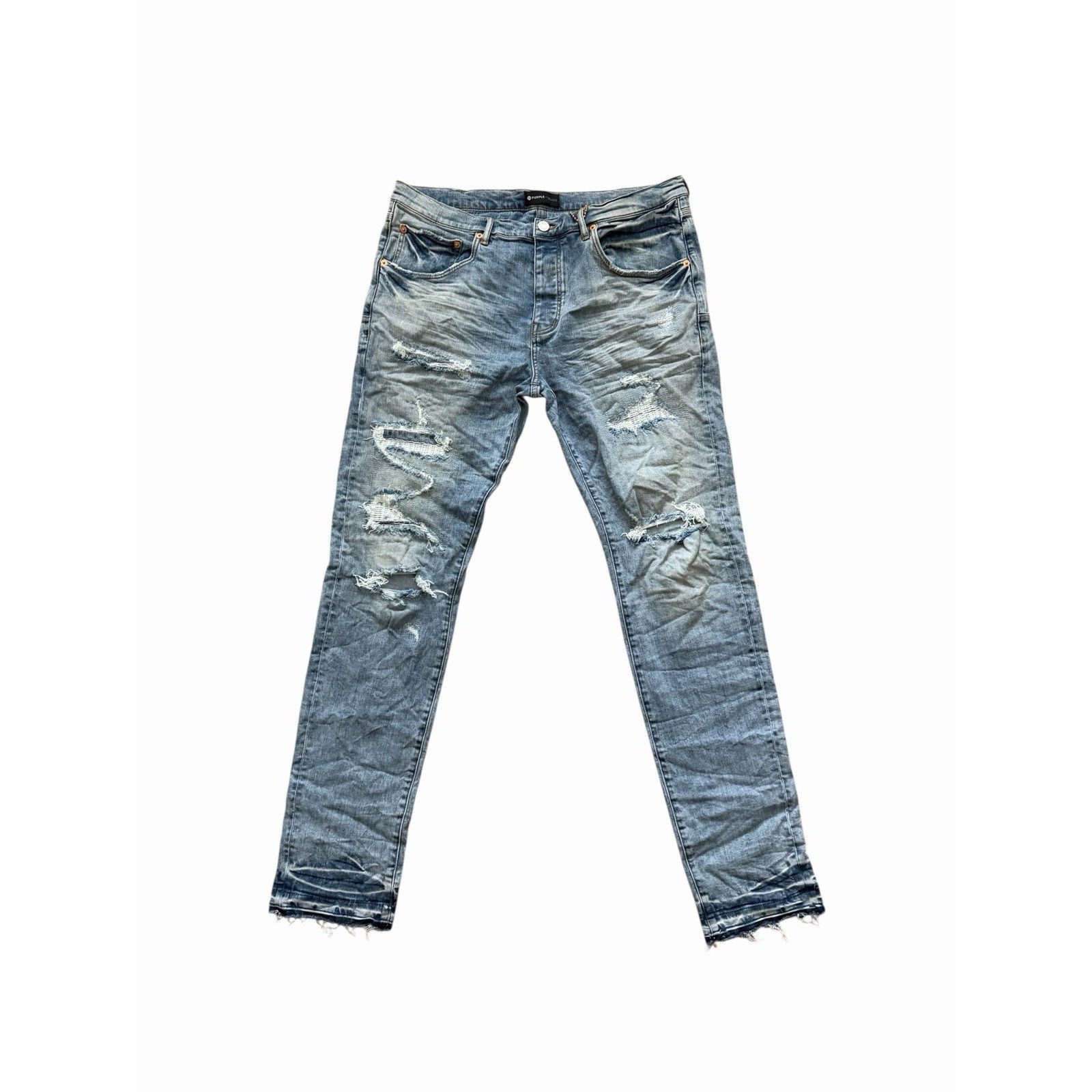 Purple Brand Purple Brand Jeans Mens Ripped Skinny P001 Blue Size 38/34 Size US 38 / EU 54 - 2 Thumbnail