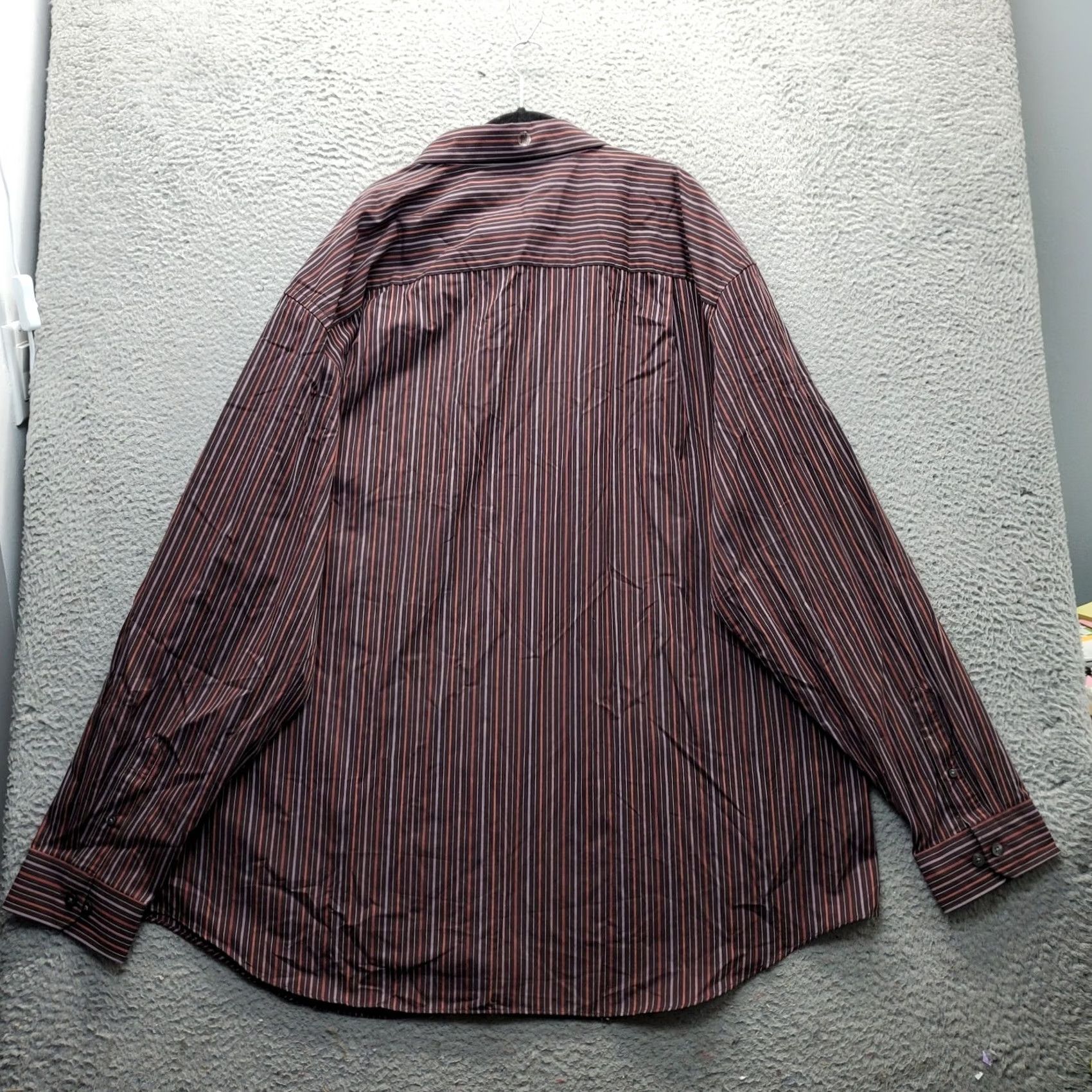 Van Heusen Van Heusen Mens Dress Shirt 3XLT Multicolor Striped Long Sleeve Collared Button-Up Shirt Size 48R - 2 Thumbnail