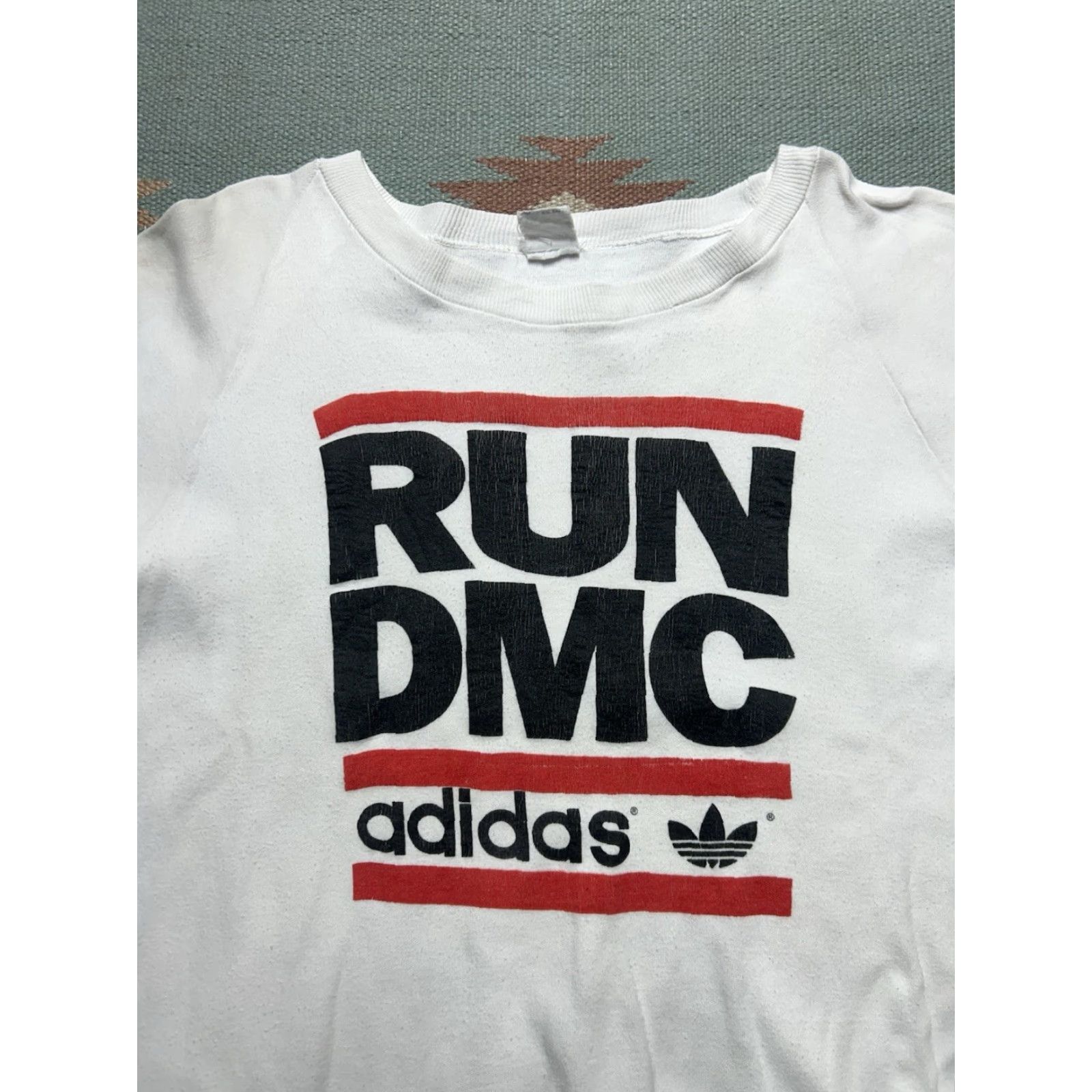 Adidas VINTAGE adidas Run DMC boot hip hop streetwear Sweatshirt L/XL Men White Pullover 80s Crewneck Size US L / EU 52-54 / 3 - 3 Thumbnail