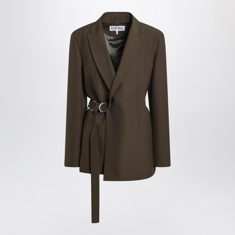 Loewe Loewe Khaki Green Double-Breasted Wool Jacket Size M / US 6-8 / IT 42-44 - 1 Thumbnail