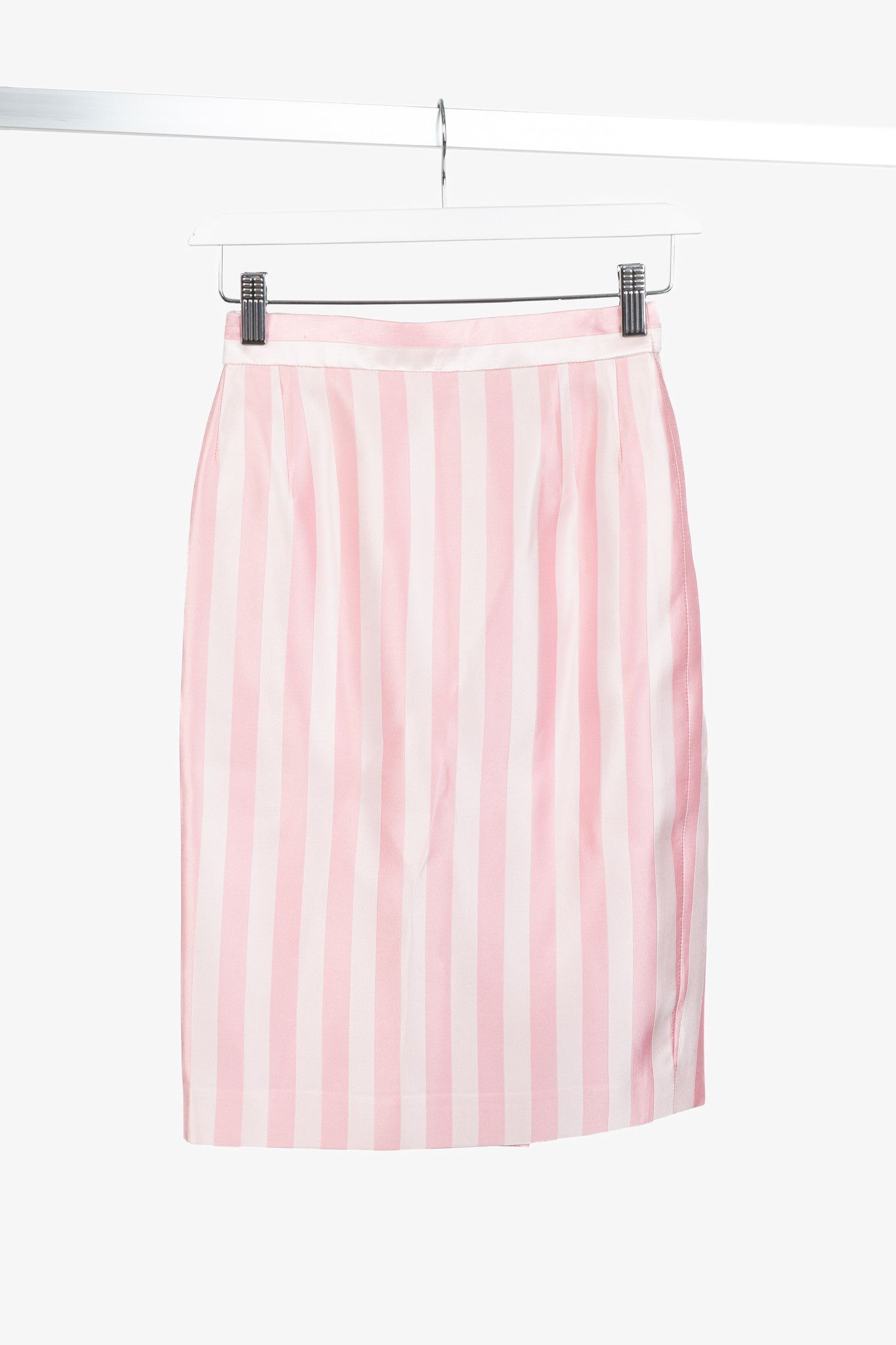 Escada Escada Couture Pink-Striped Silk-Satin Pencil Skirt Size 23" - 1 Thumbnail