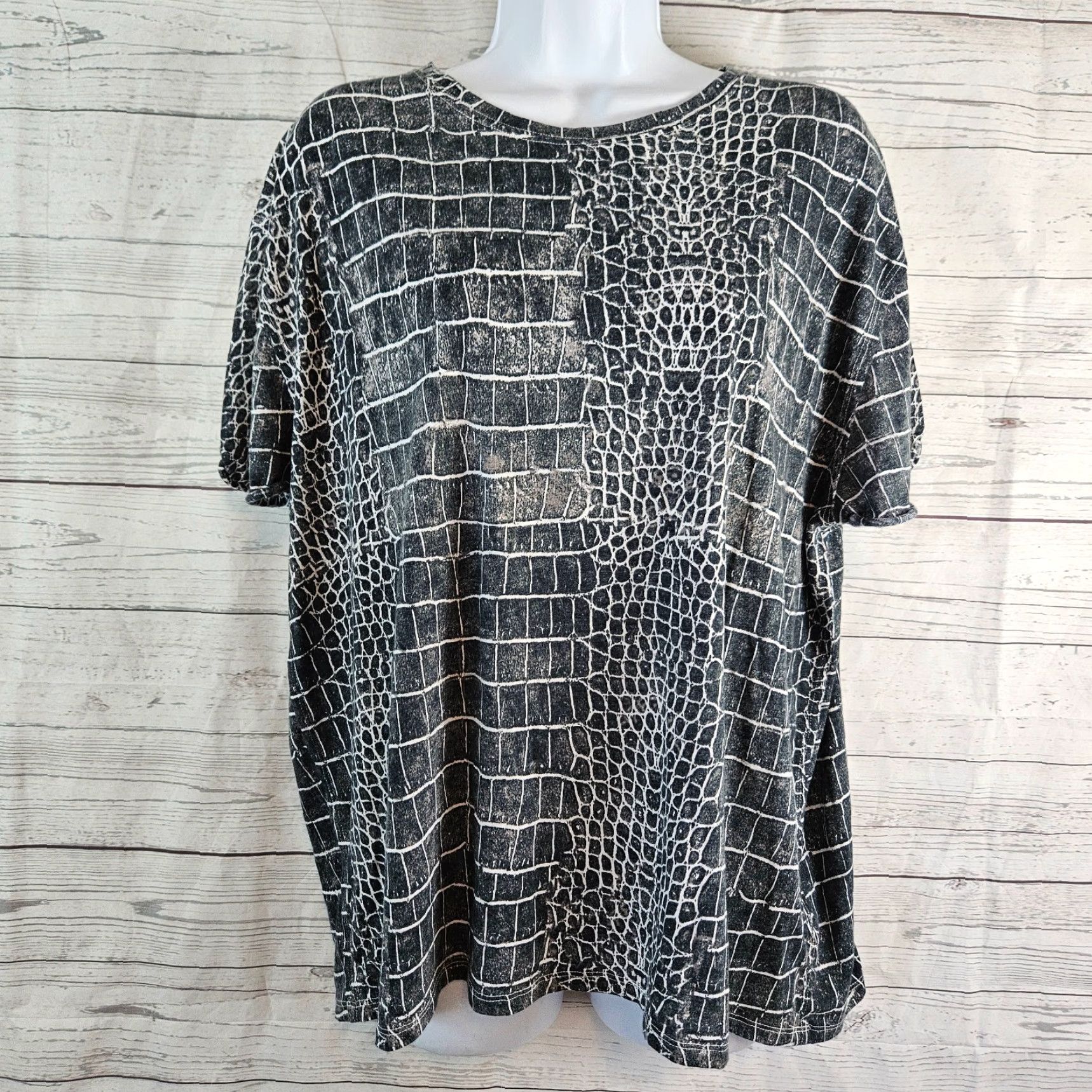 Vintage We The Free Womens Top Sz Small Gray White Short Sleeve Cotton Blend Size S / US 4 / IT 40 - 2 Thumbnail