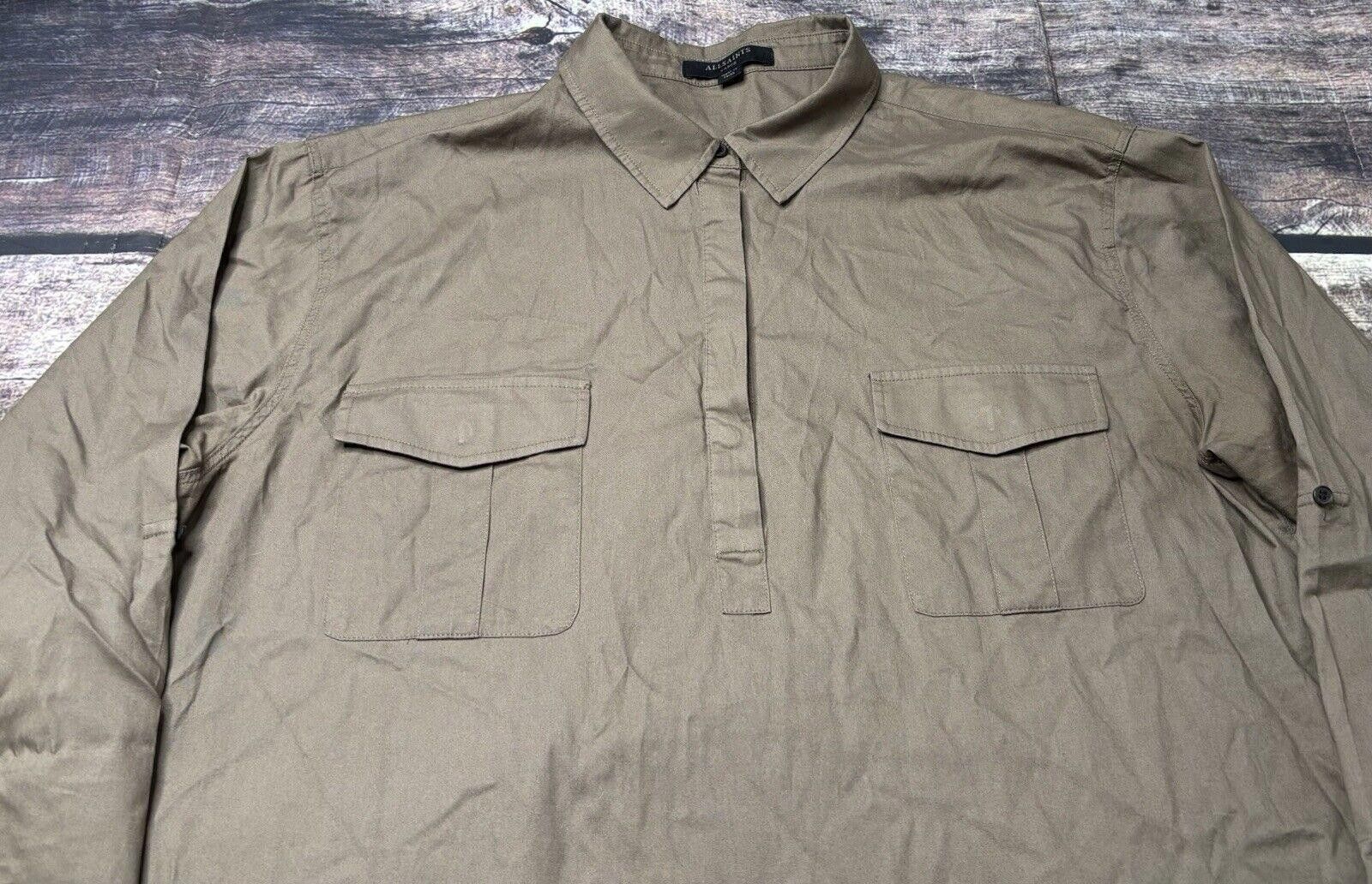 Allsaints All Saints Lamont Shirt Dress Women's Large Pockets Military Size L / US 10 / IT 46 - 4 Thumbnail
