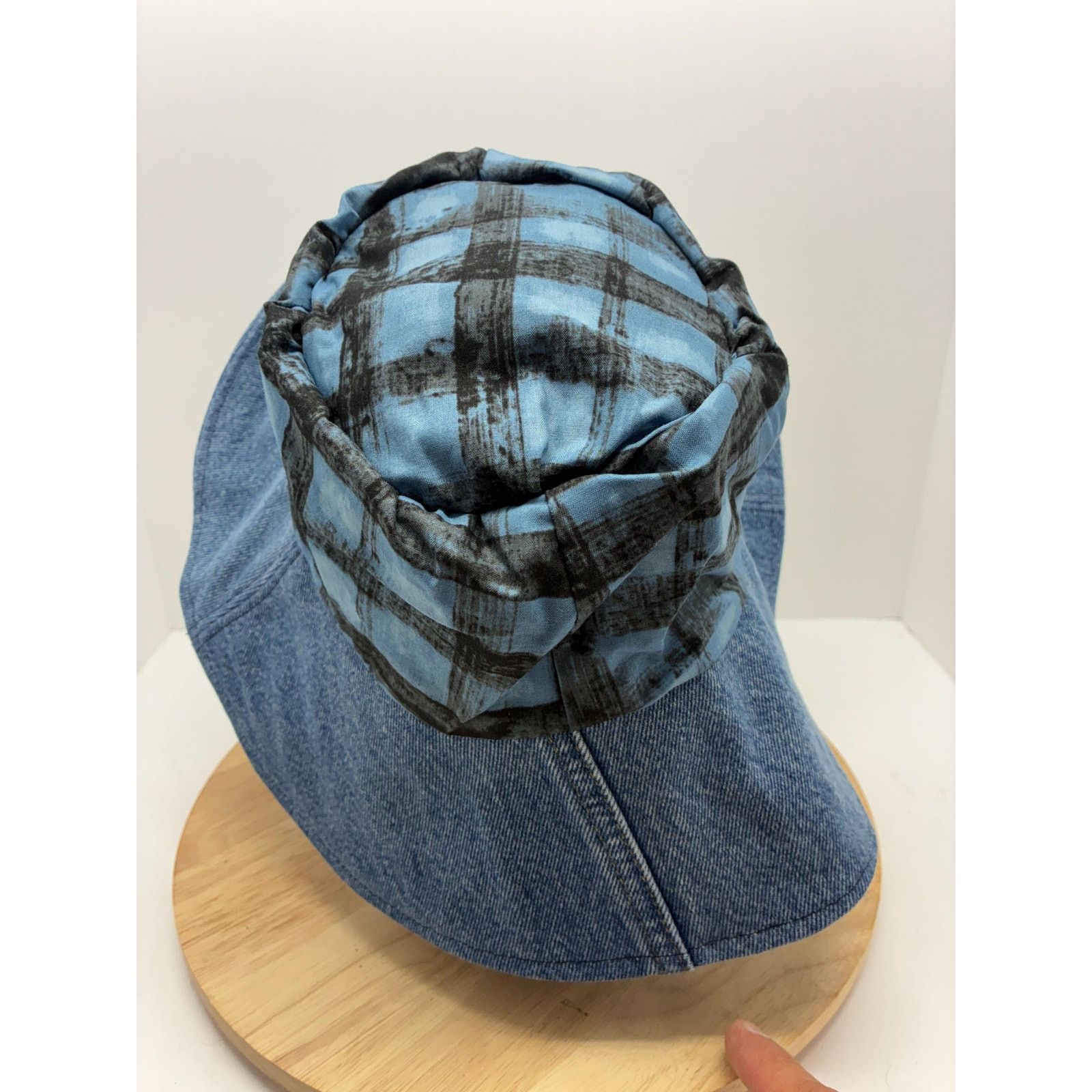Other The Blueprint — Upcycled Denim & Abstract Plaid Floppy Sun Size ONE SIZE - 5 Thumbnail