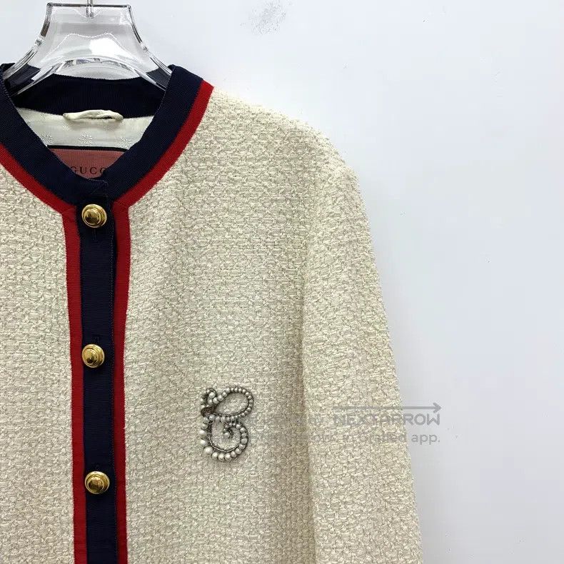 Gucci Gucci Beige diamond-inlaid cotton round neck single-breast Size XS / US 0-2 / IT 36-38 - 3 Thumbnail
