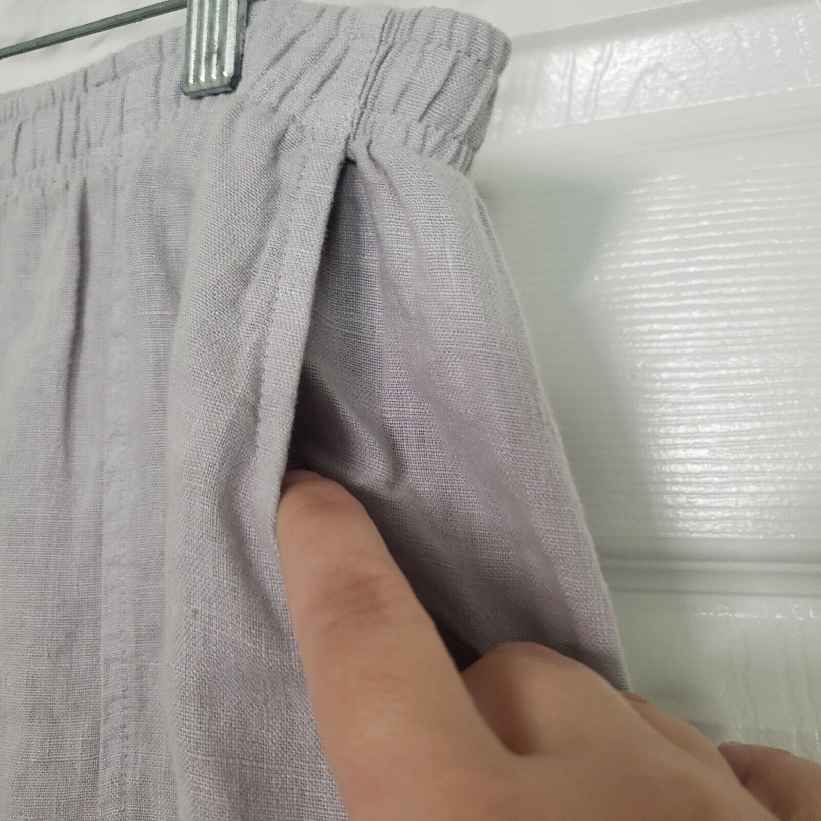 Designer Focus Casual Lite Linen Pants Womens Size Large Neutral Size 34" / US 12 / IT 48 - 3 Thumbnail