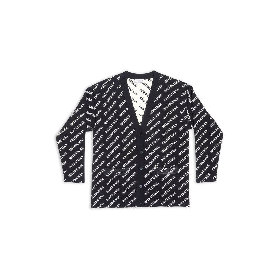 Balenciaga o1mt1gz0924 Mini Allover Logo Cardigan in Black/White Size XS / US 0-2 / IT 36-38 - 1 Thumbnail