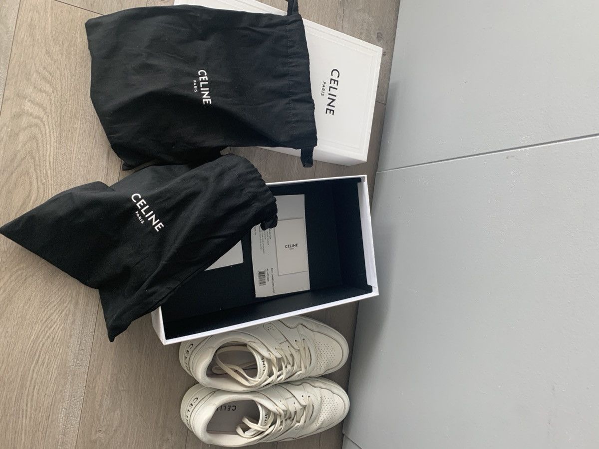 Celine Celine White Leather Lace-Up Trainers Size US 10.5 / EU 43-44 - 9 Thumbnail