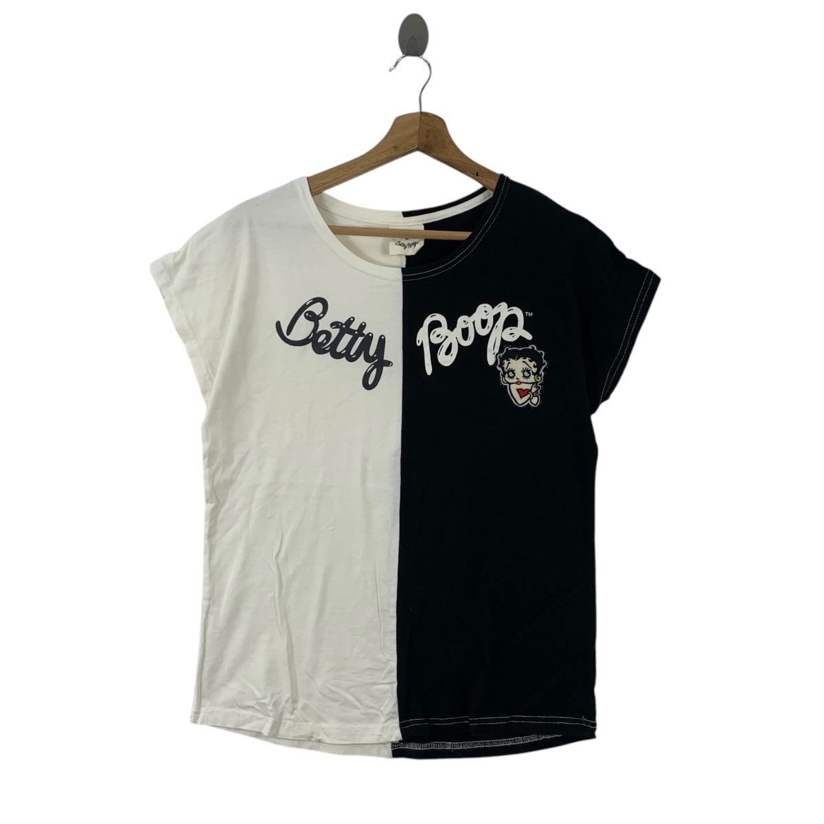 Vintage BETTY BOOP x DENIFITS Embossed Logo Cartoon Tee Shirt Top Size S / US 4 / IT 40 - 1 Thumbnail