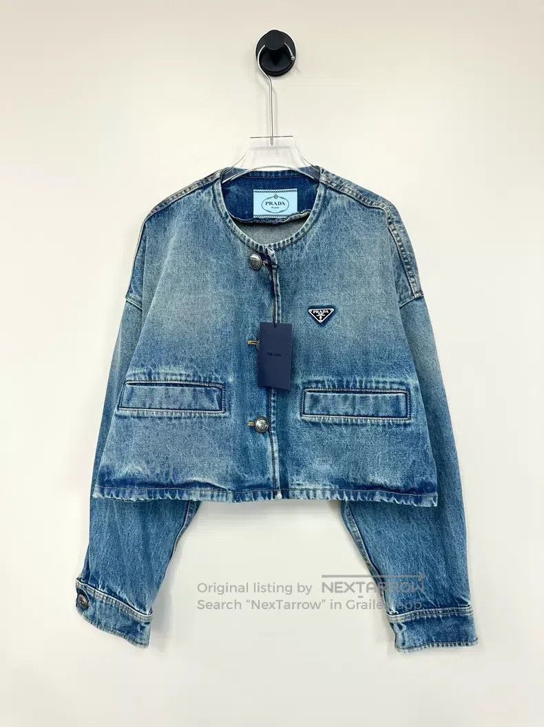 Prada Prada Blue classic triangle logo denim jacket Size XS / US 0-2 / IT 36-38 - 1 Thumbnail