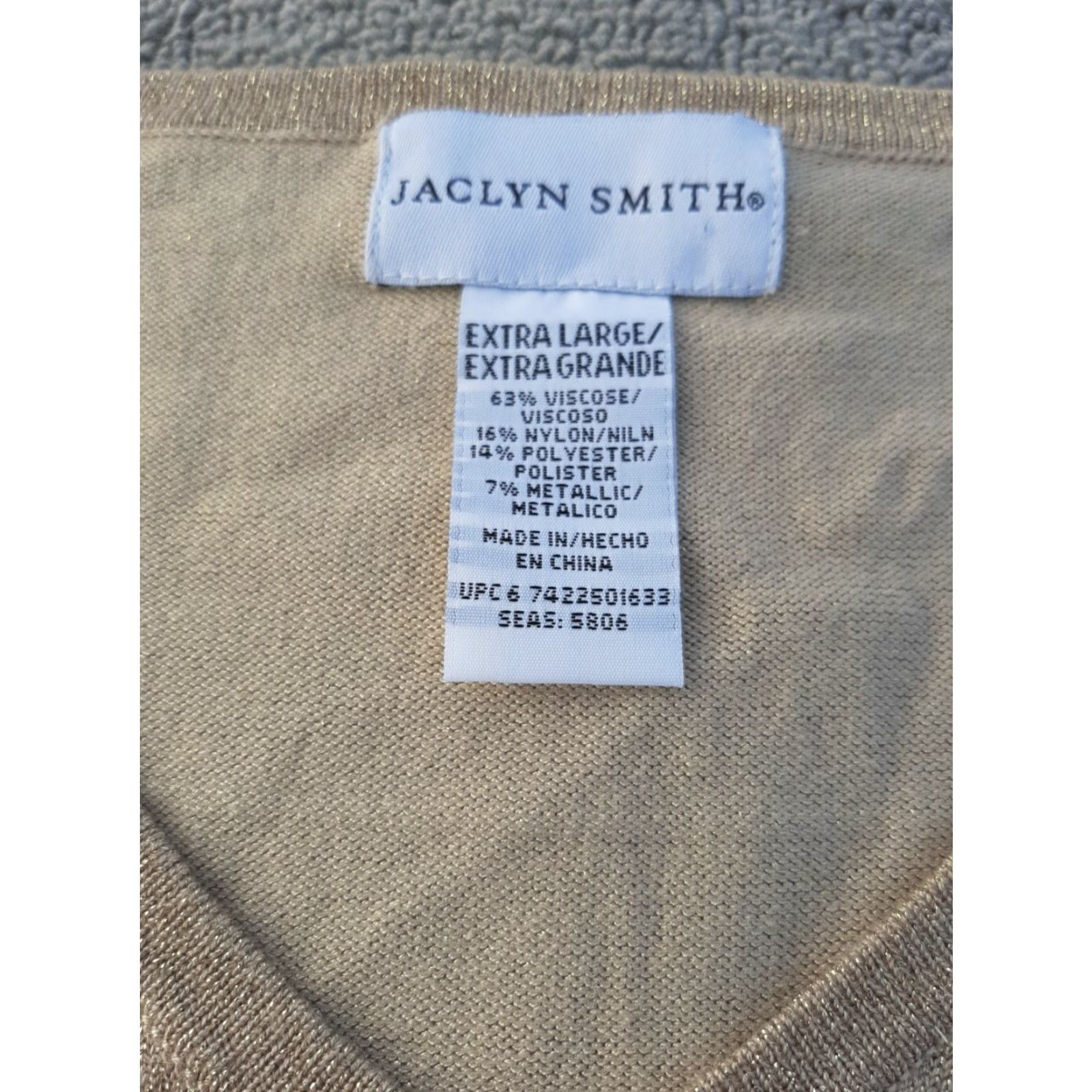 Vintage Jaclyn Smith Shirt XL Gold Sparkle Top Blouse Long Sleeve Festival Women Pullover Boat Neck Sheer Knit Cable-Knit Contemporary Casual Festive Size XL / US 12-14 / IT 48-50 - 4 Thumbnail