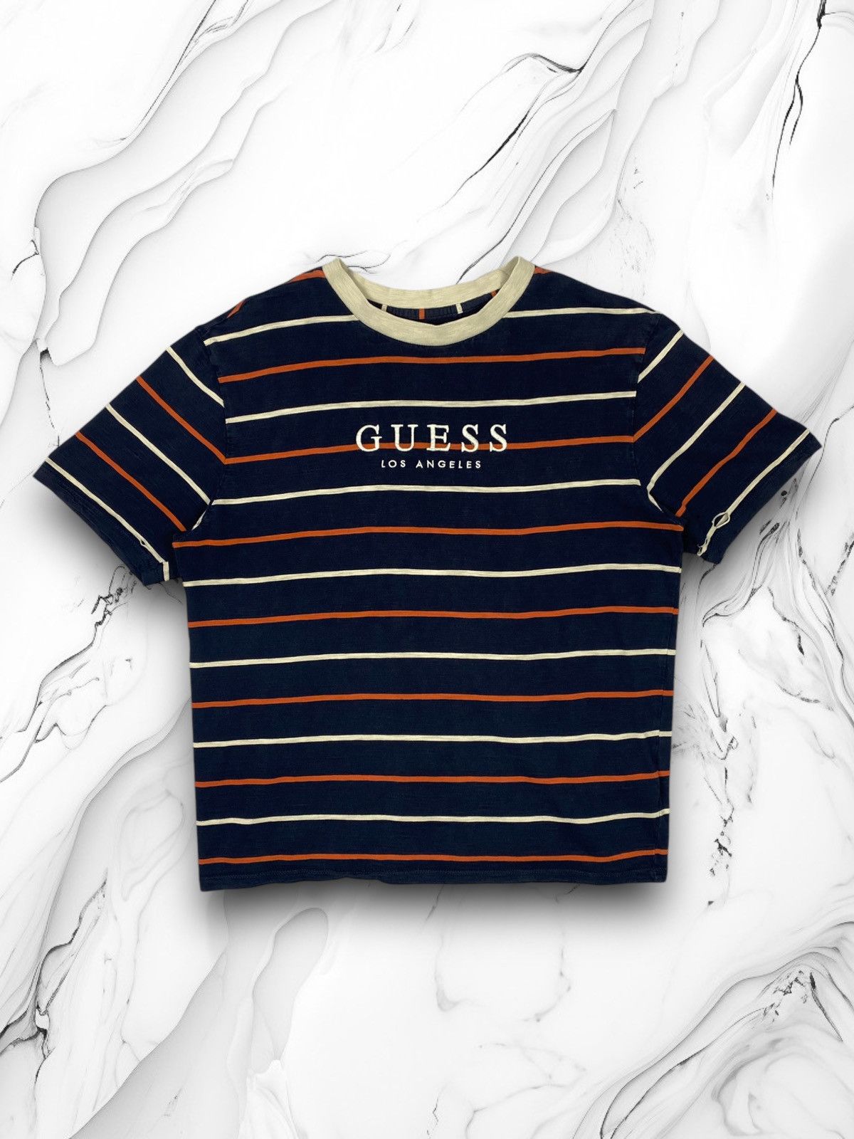 Guess × Vintage Vintage Guess Los Angeles Striped USA Asap Rocky Tee y2k Size US S / EU 44-46 / 1 - 1 Thumbnail