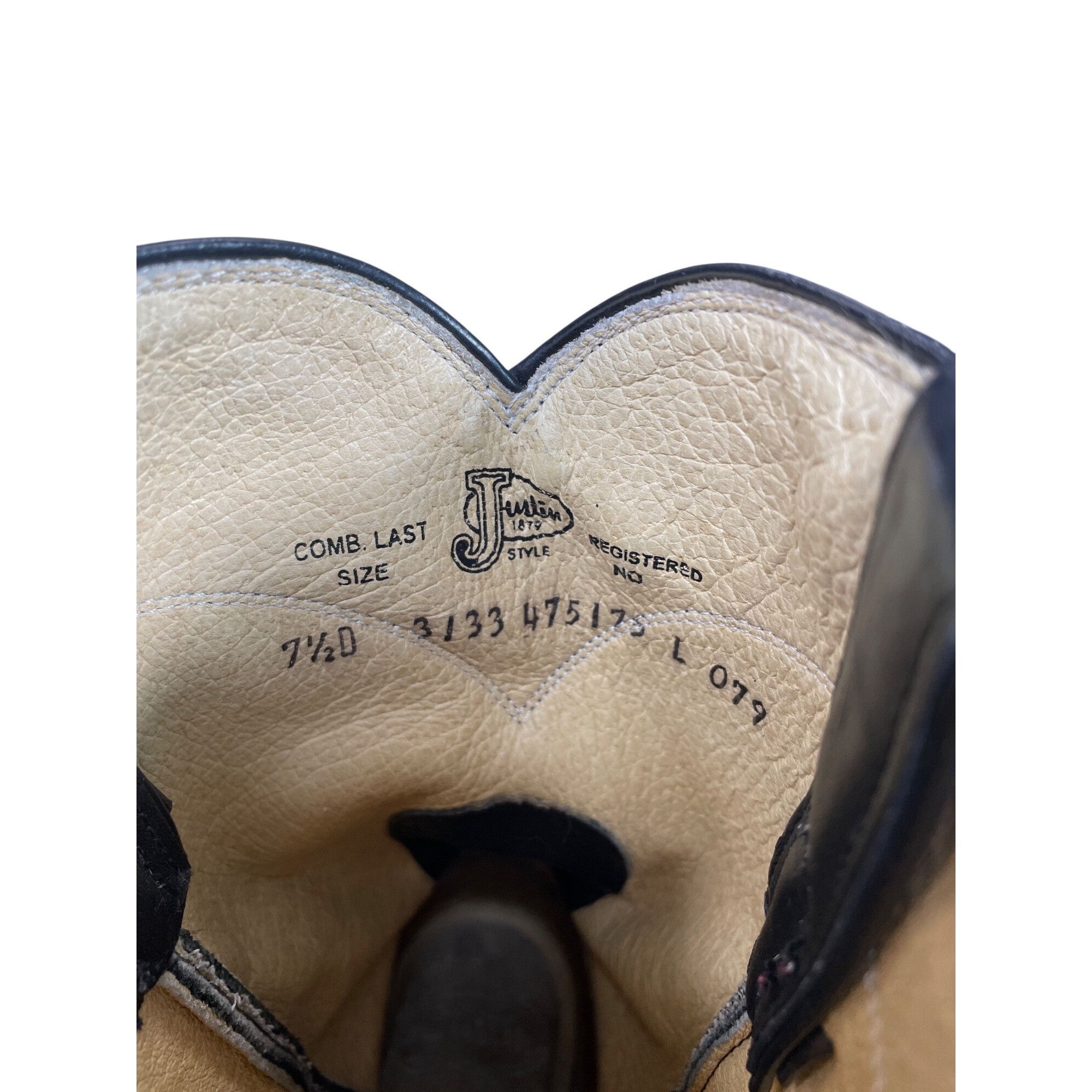 Justin Justin Boots Mens Black Leather Mid Calf Western Boots Sz 7. Size US 7.5 / EU 40-41 - 5 Thumbnail
