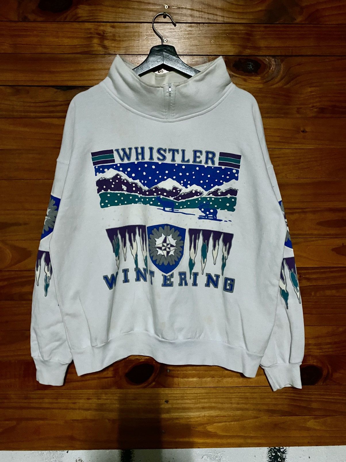 Vintage 90s Whistler Winter West Coast Canada Ski Graphic Pullover Size US S / EU 44-46 / 1 - 4 Thumbnail