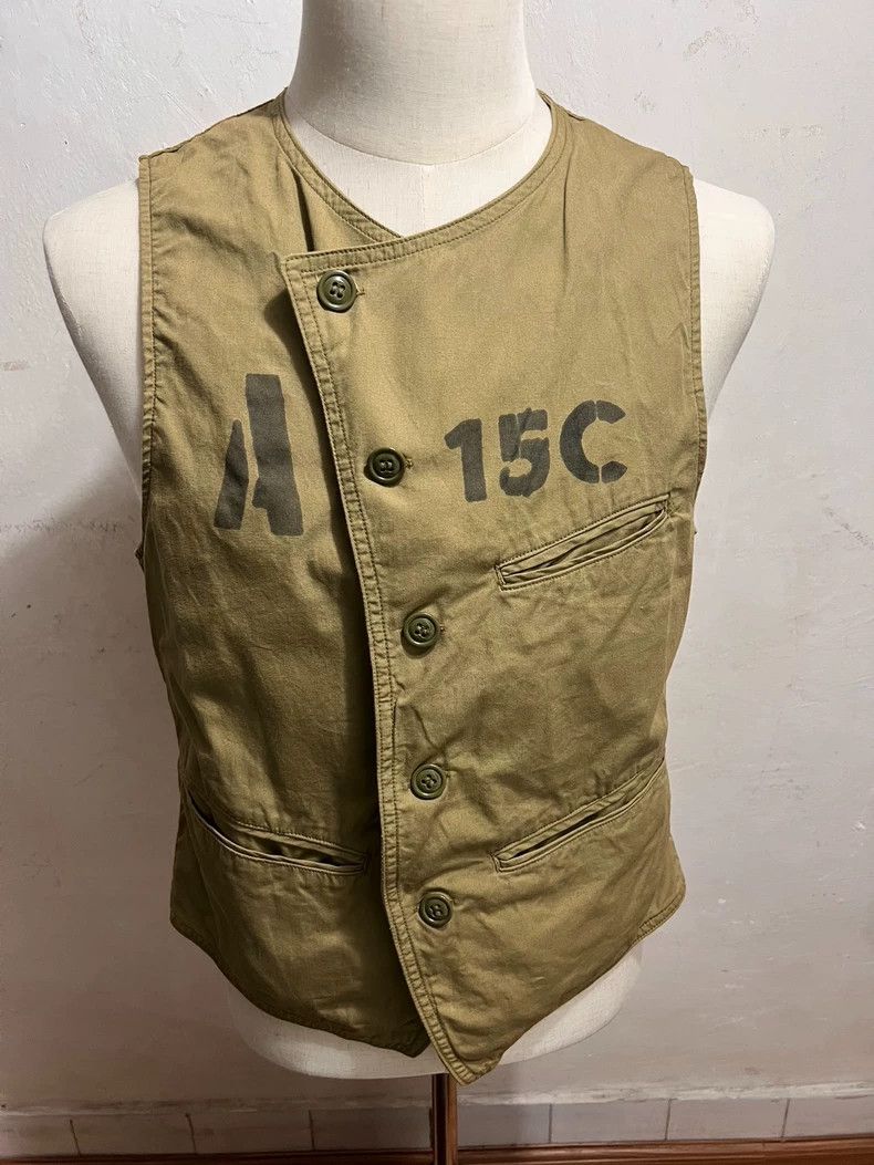 Freewheelers Military Style Beige Vest with Buttons Size US S / EU 44-46 / 1 - 1 Thumbnail