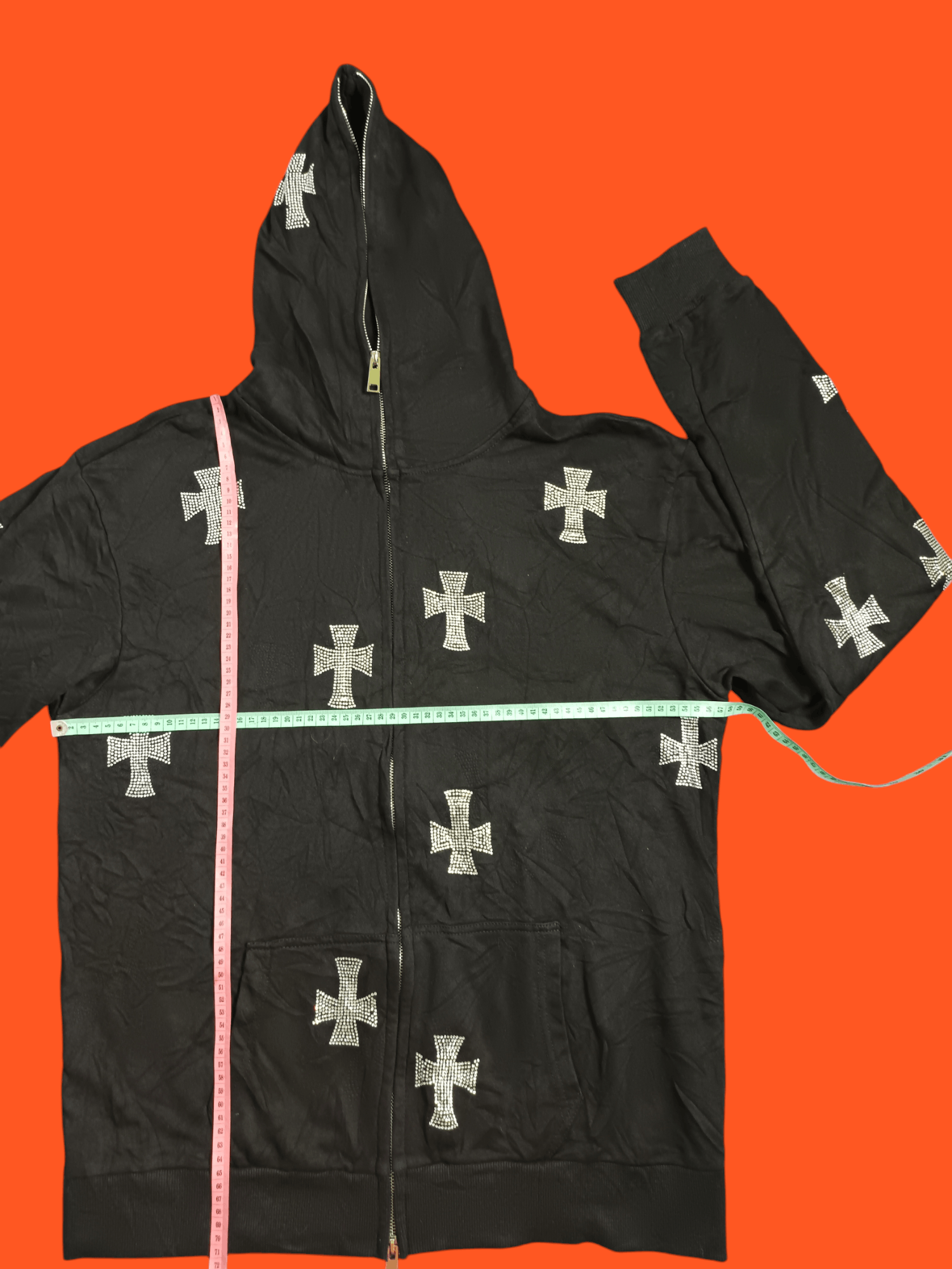 Hysteric Glamour × If Six Was Nine × Japanese Brand Y2K Hoodie Rhinestone Cross Zip Up Style Size US XL / EU 56 / 4 - 8 Thumbnail