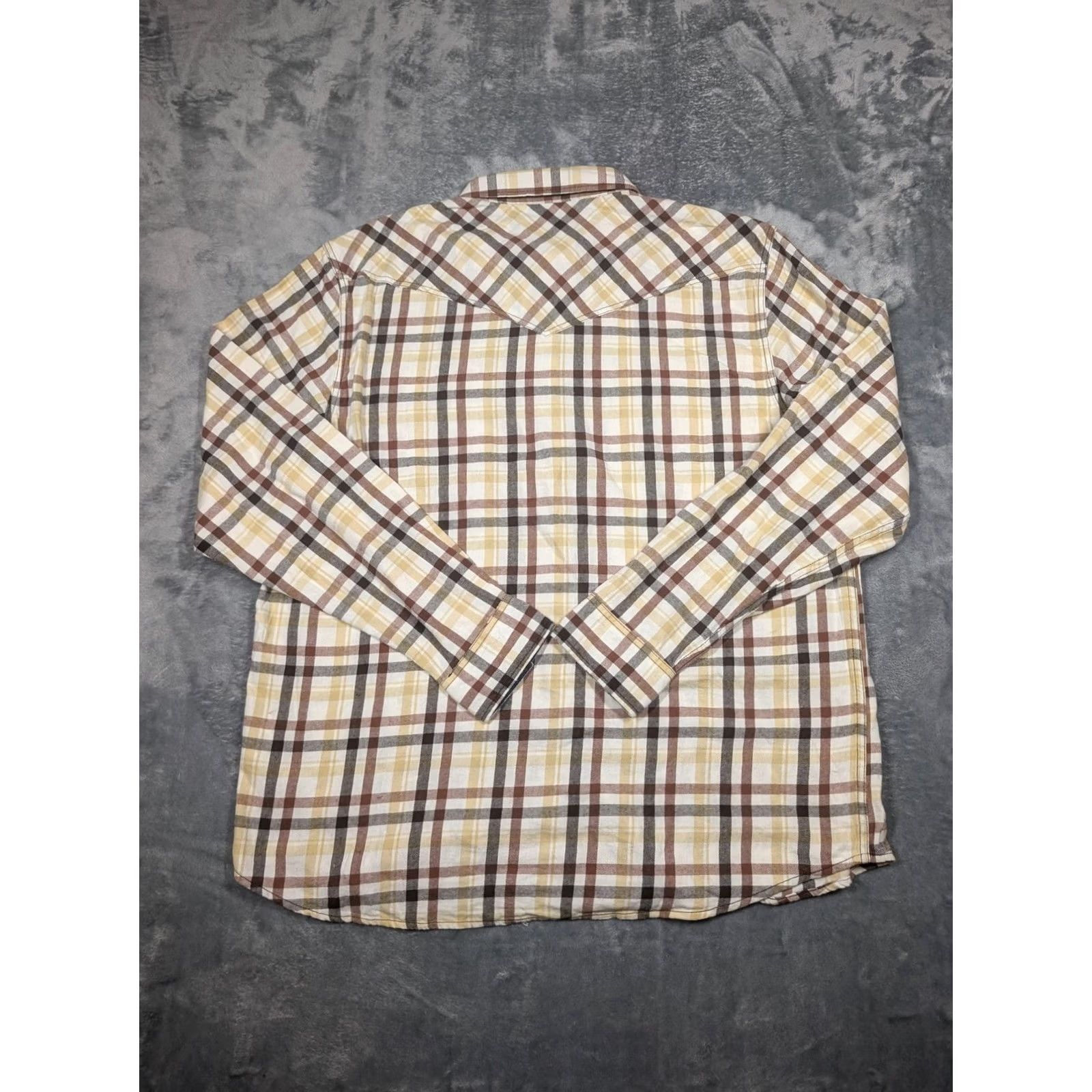 Cody James Cody James Shirt Mens XL Beige Plaid Flannel Long Sleeve Snap Front Western Size US XL / EU 56 / 4 - 6 Thumbnail
