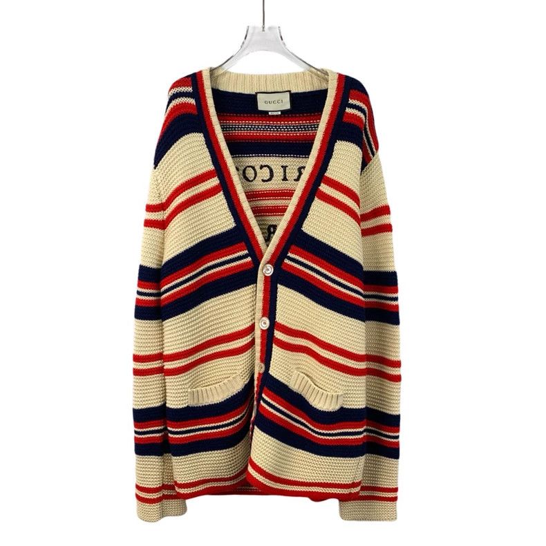 Gucci Gucci Color-blocked striped V-neck single-breasted long-sle Size L / US 10 / IT 46 - 1 Thumbnail