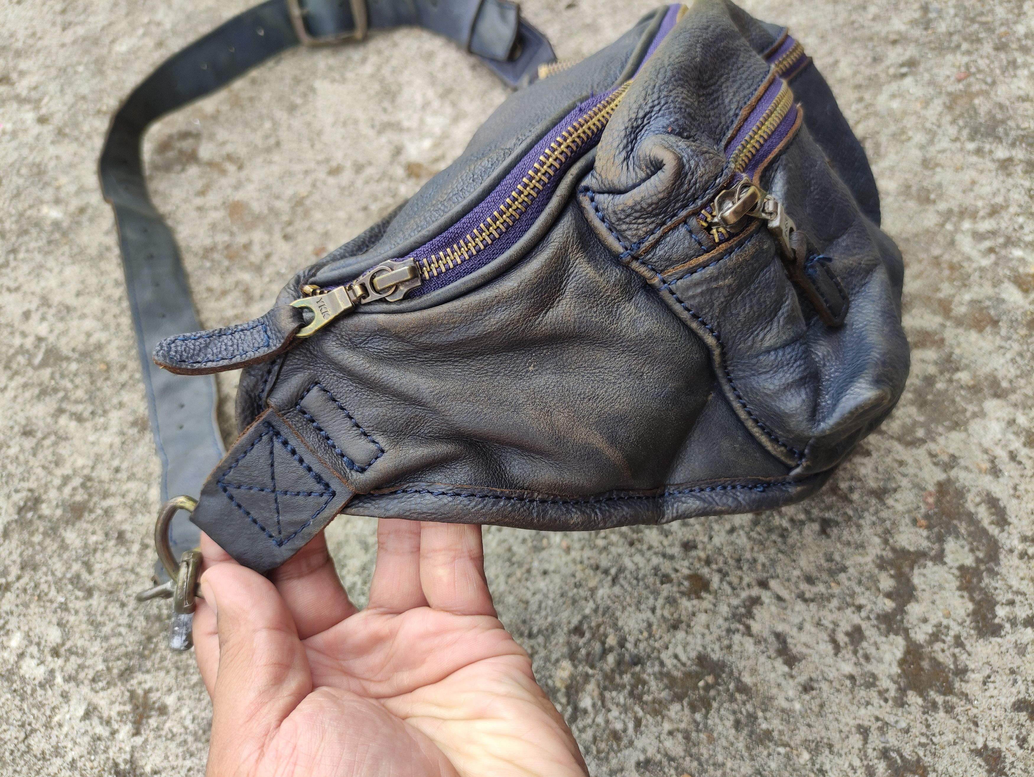 Japanese Brand GREEN LABEL RELAXING VINTAGE LEATHER WAIST BAG Size ONE SIZE - 6 Thumbnail