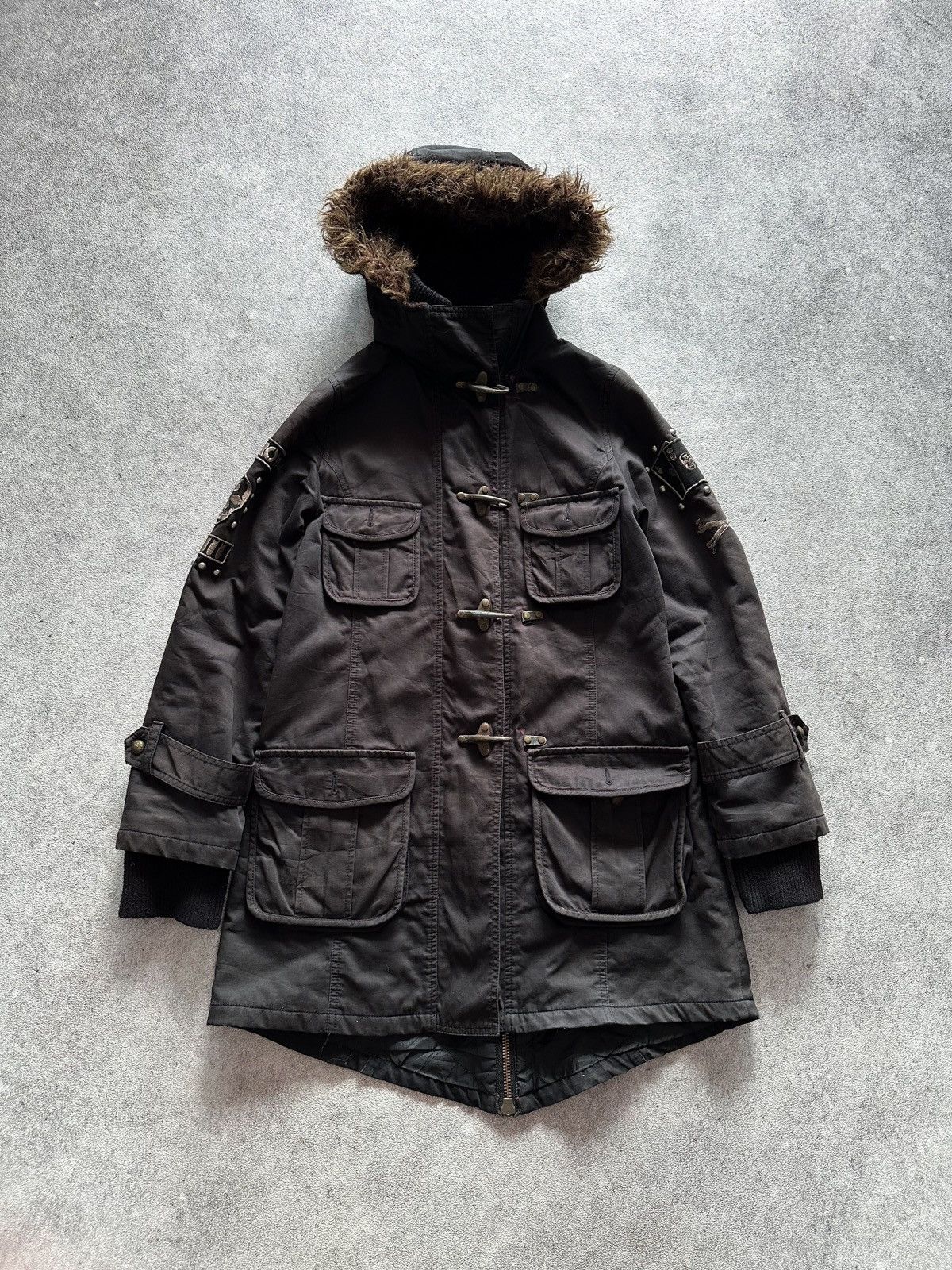 Hysteric Glamour 90s Japanese Fur Grunge Punk Bondage Fishtail Parka Jacket Size US S / EU 44-46 / 1 - 1 Thumbnail