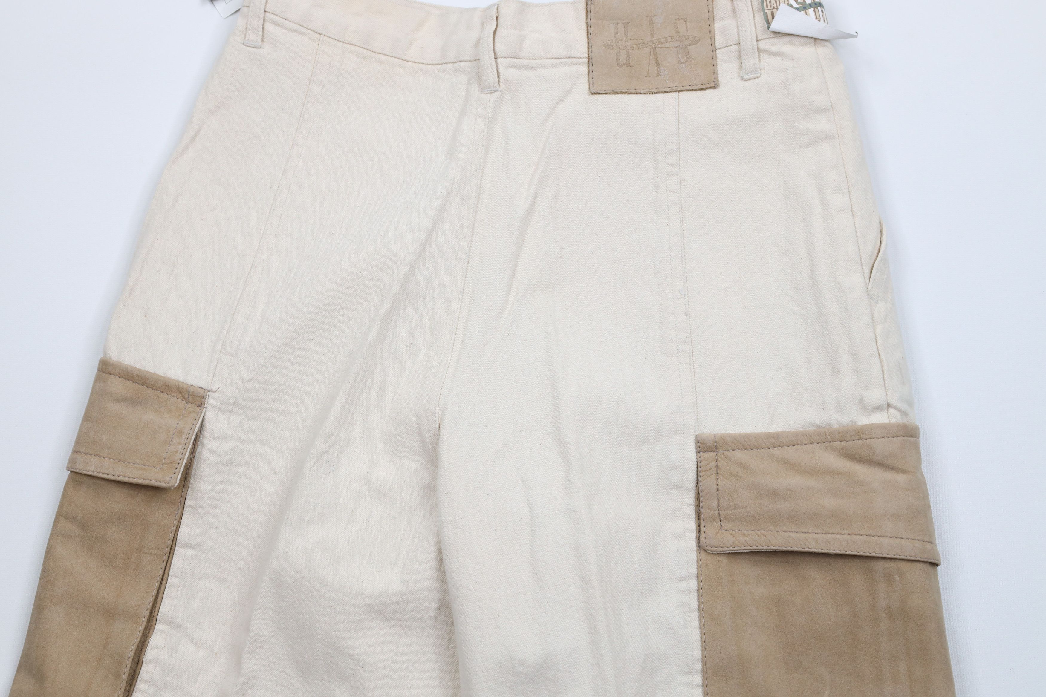 Vintage Deadstock Vintage 90s Streetwear Leather Denim Cargo Shorts Size US 31 - 11 Thumbnail