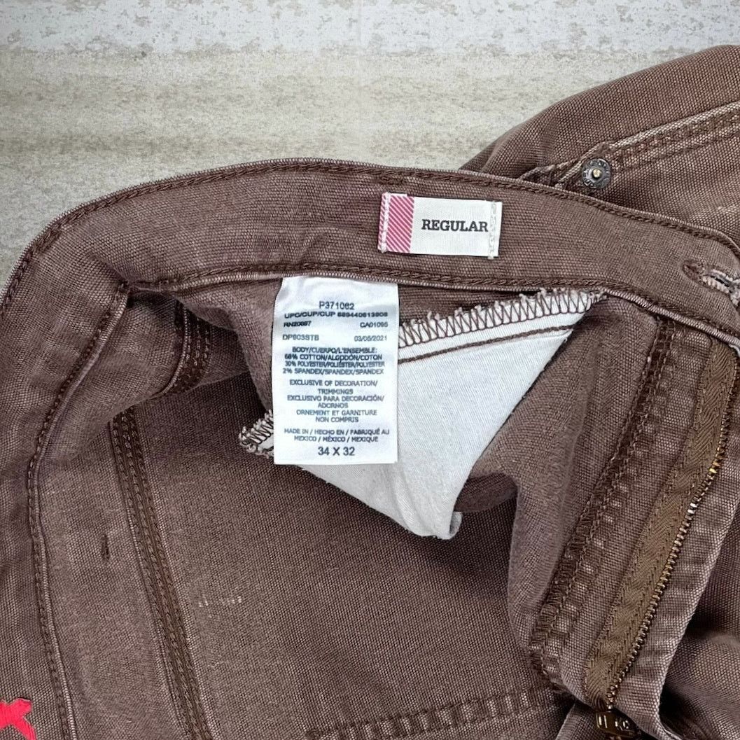 Dickies × Vintage Dickies Double Knees Carpenter Pants Chocolate Brown Canvas Size US 34 / EU 50 - 4 Thumbnail
