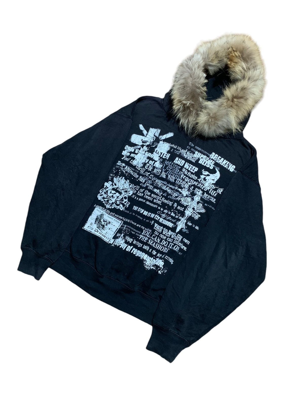 If Six Was Nine Bay Leaf poem skulls cross punk fur hoodie pullover Size US XL / EU 56 / 4 - 2 Thumbnail