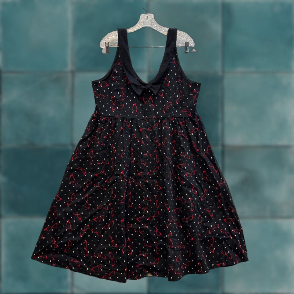Vintage VINTAGE Y2K Midi Dress 18 XL Black Skull Polka Dot Goth Teacher Rockabilly Retro Dress Size XXL / US 16-18 / IT 52-54 - 1 Thumbnail