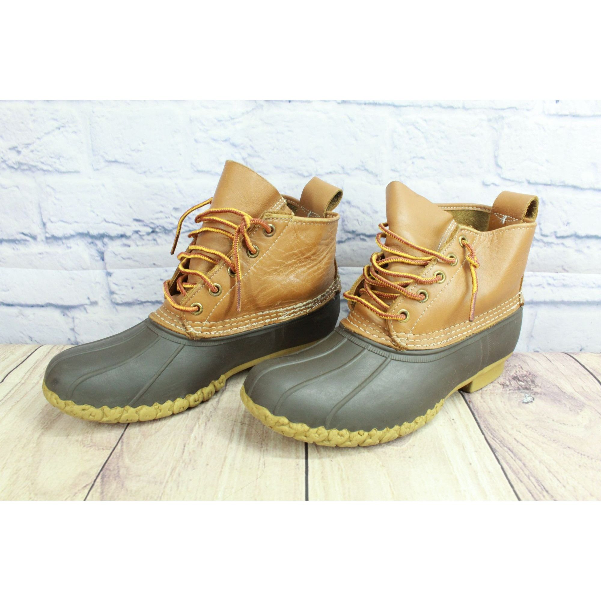 L.L. Bean × Leather LL Bean Women's Lace Up Unlined Ankle Duck Boots Size US 8 / IT 38 - 3 Thumbnail